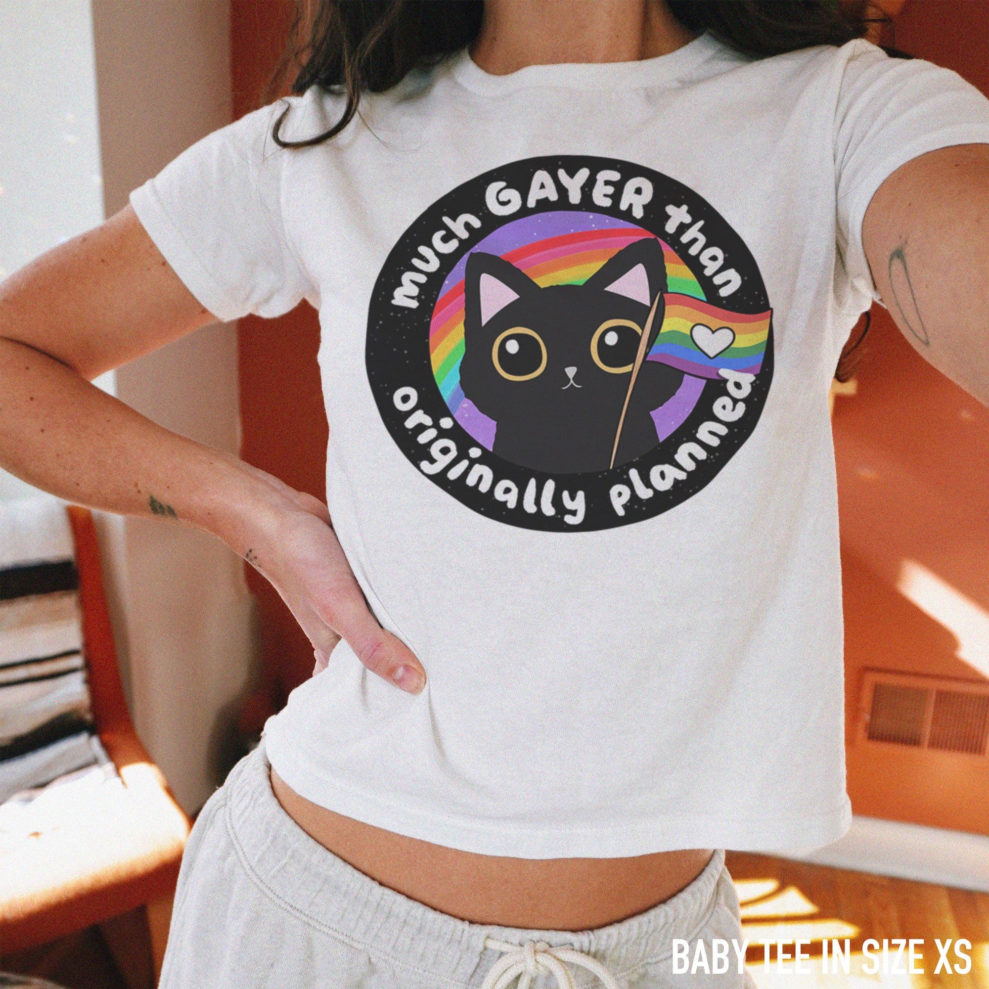 Much Gayer Than Planned Pride Baby Tee - Image 2