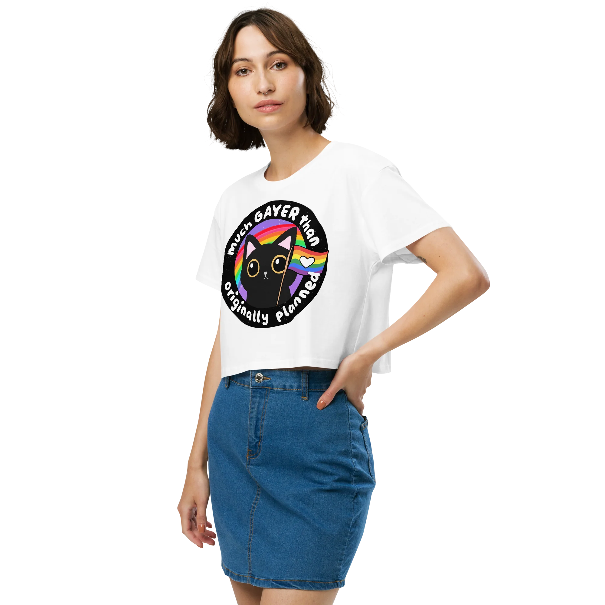 Much Gayer Than Planned Pride Crop Tee - Image 6