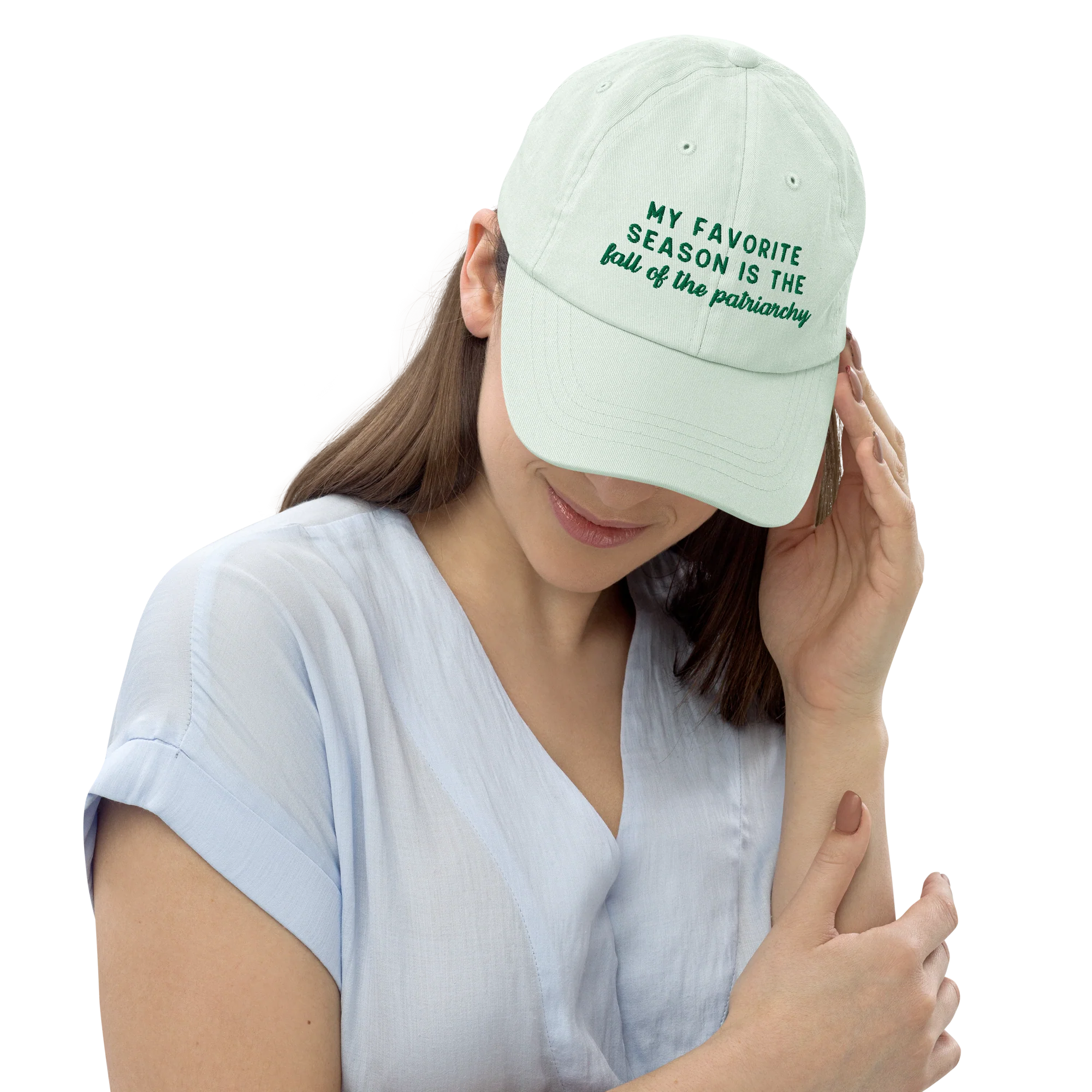 My Favorite Season Is The Fall Of The Patriarchy Embroidered Pastel Baseball Cap - Image 2
