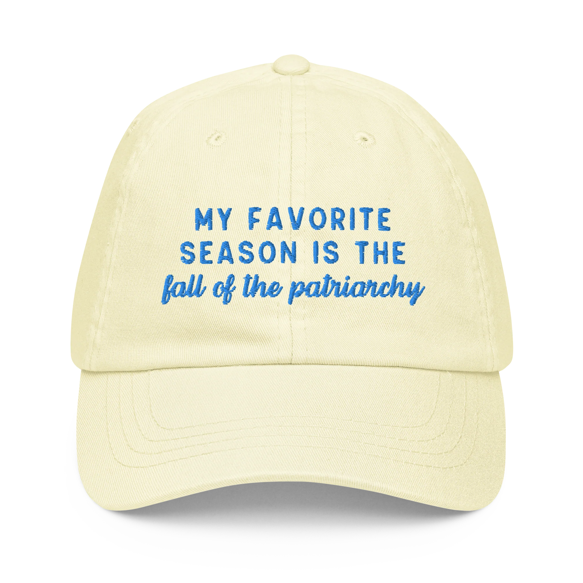My Favorite Season Is The Fall Of The Patriarchy Embroidered Pastel Baseball Cap - Image 5
