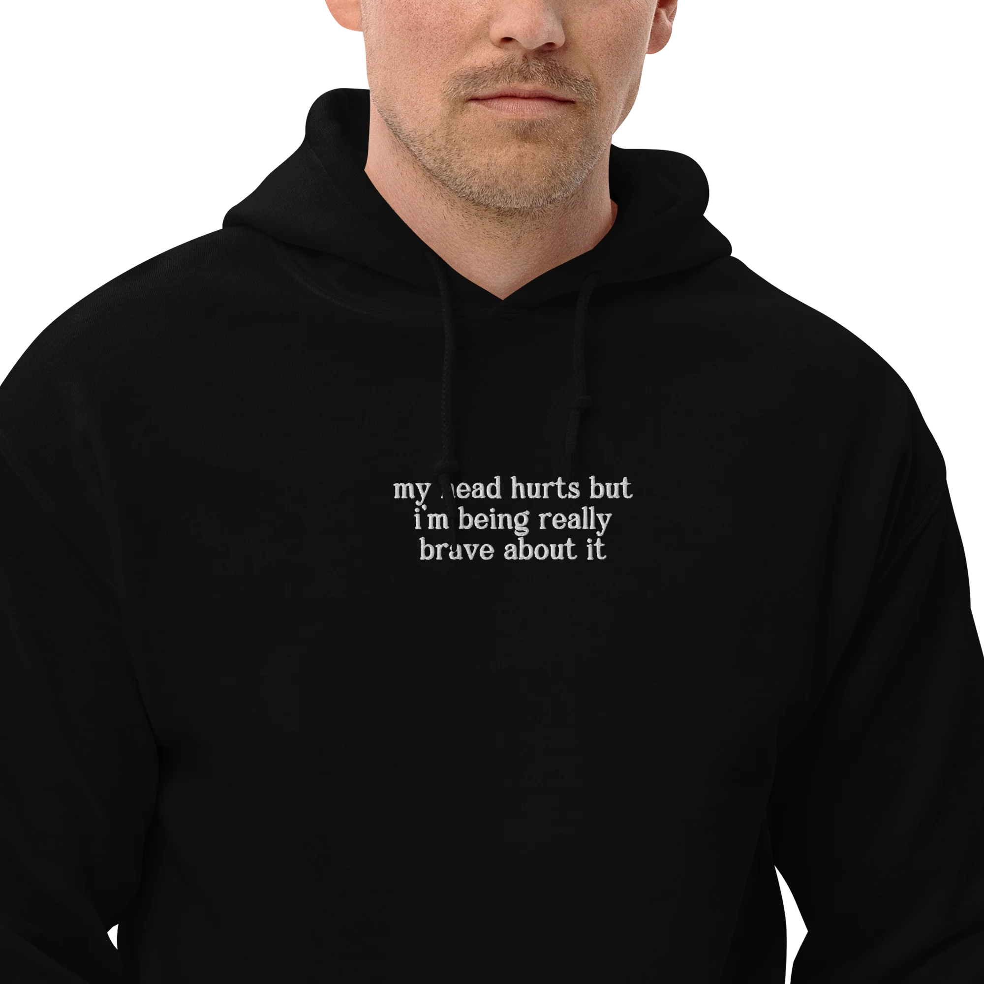 My Head Hurts Really Brave About It Embroidered Hoodie - Image 6