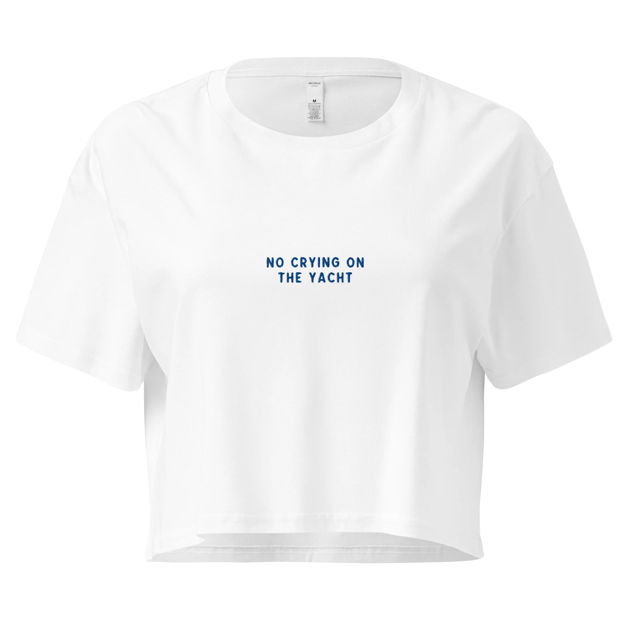 No Crying on the Yacht Embroidered Crop Tee