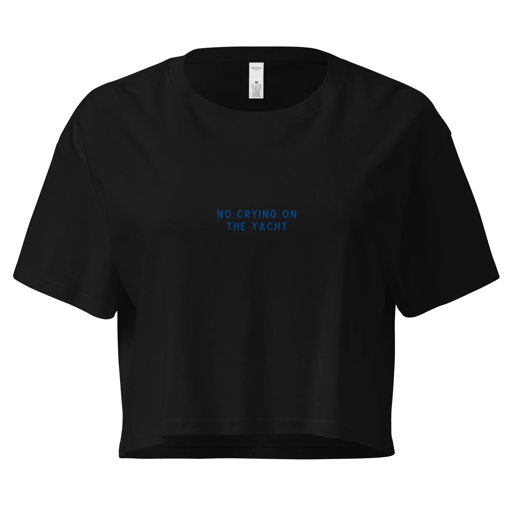 No Crying on the Yacht Embroidered Crop Tee - Image 3