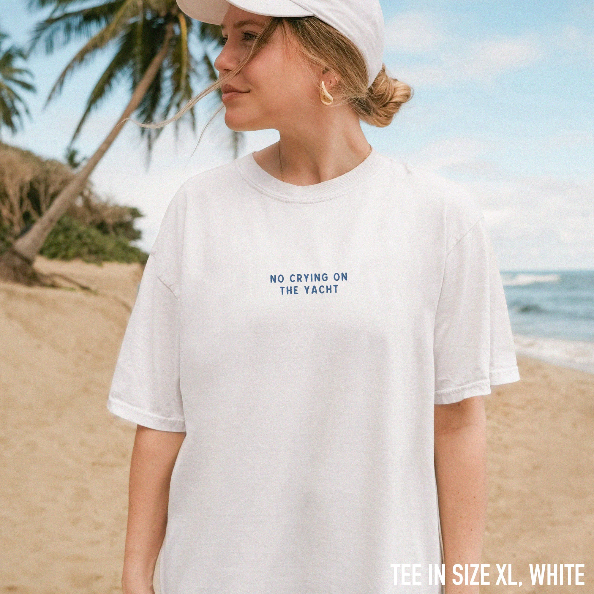 No Crying on the Yacht Embroidered Classic T-Shirt - Image 2