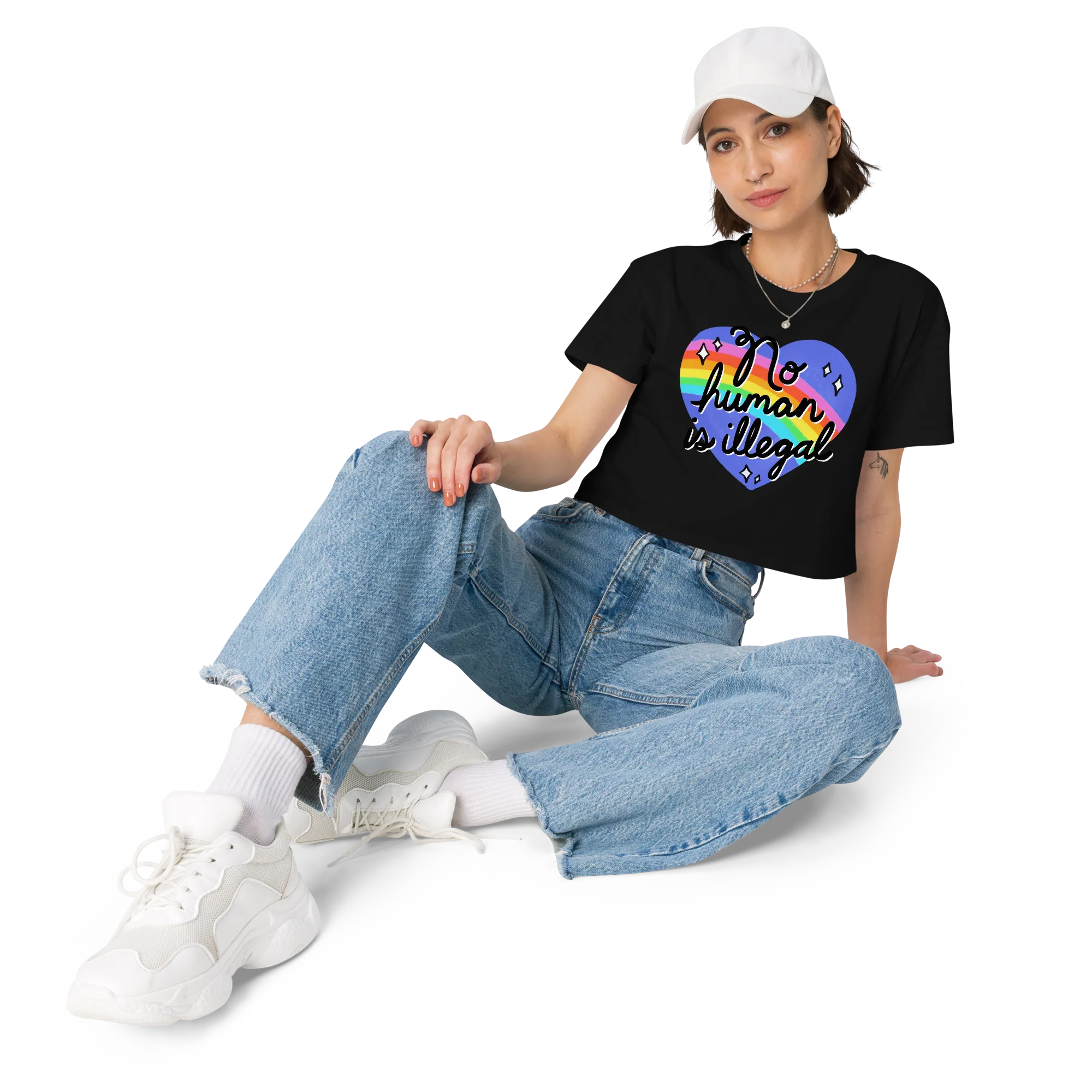 No Human is Illegal Crop Tee - Image 2