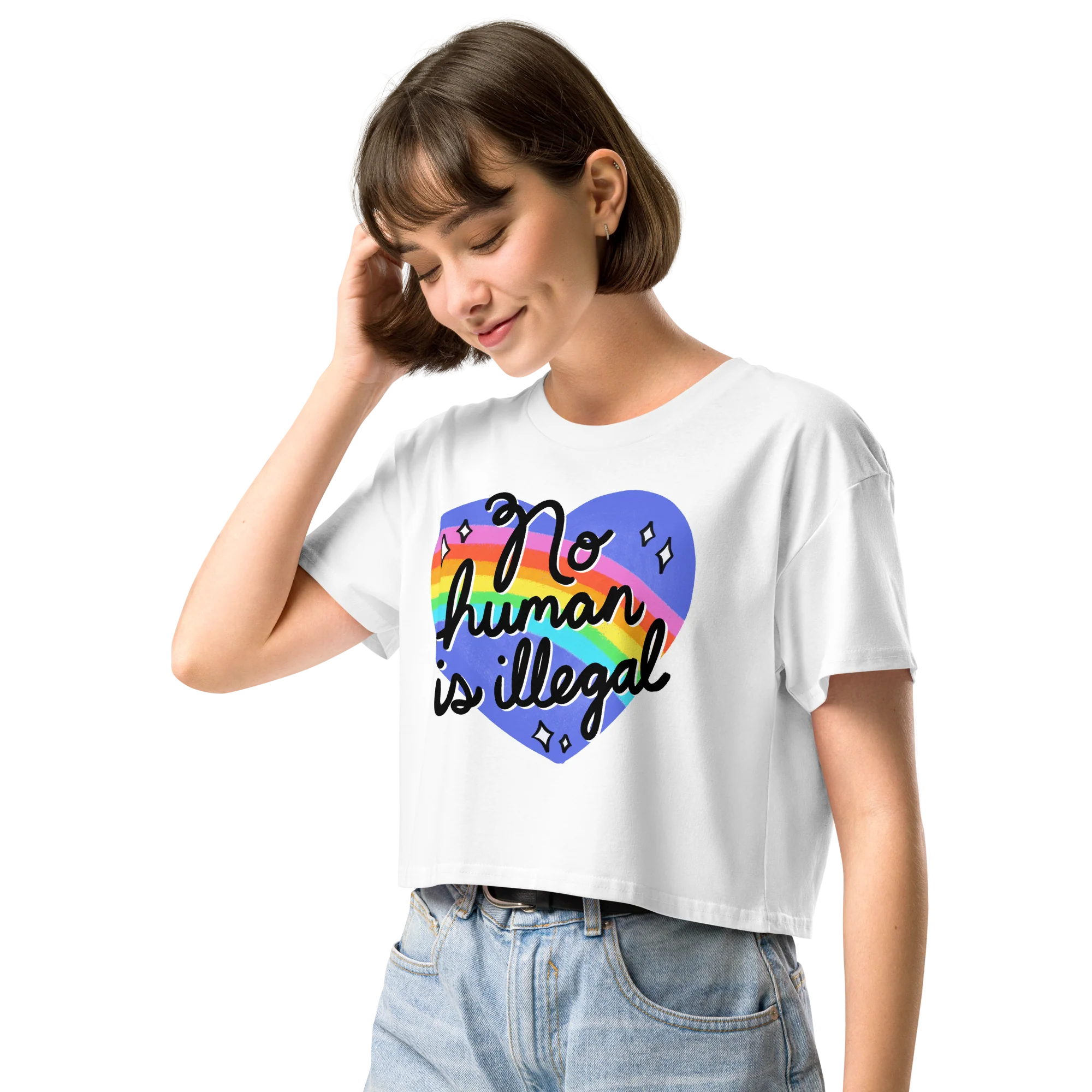 No Human is Illegal Crop Tee - Image 6