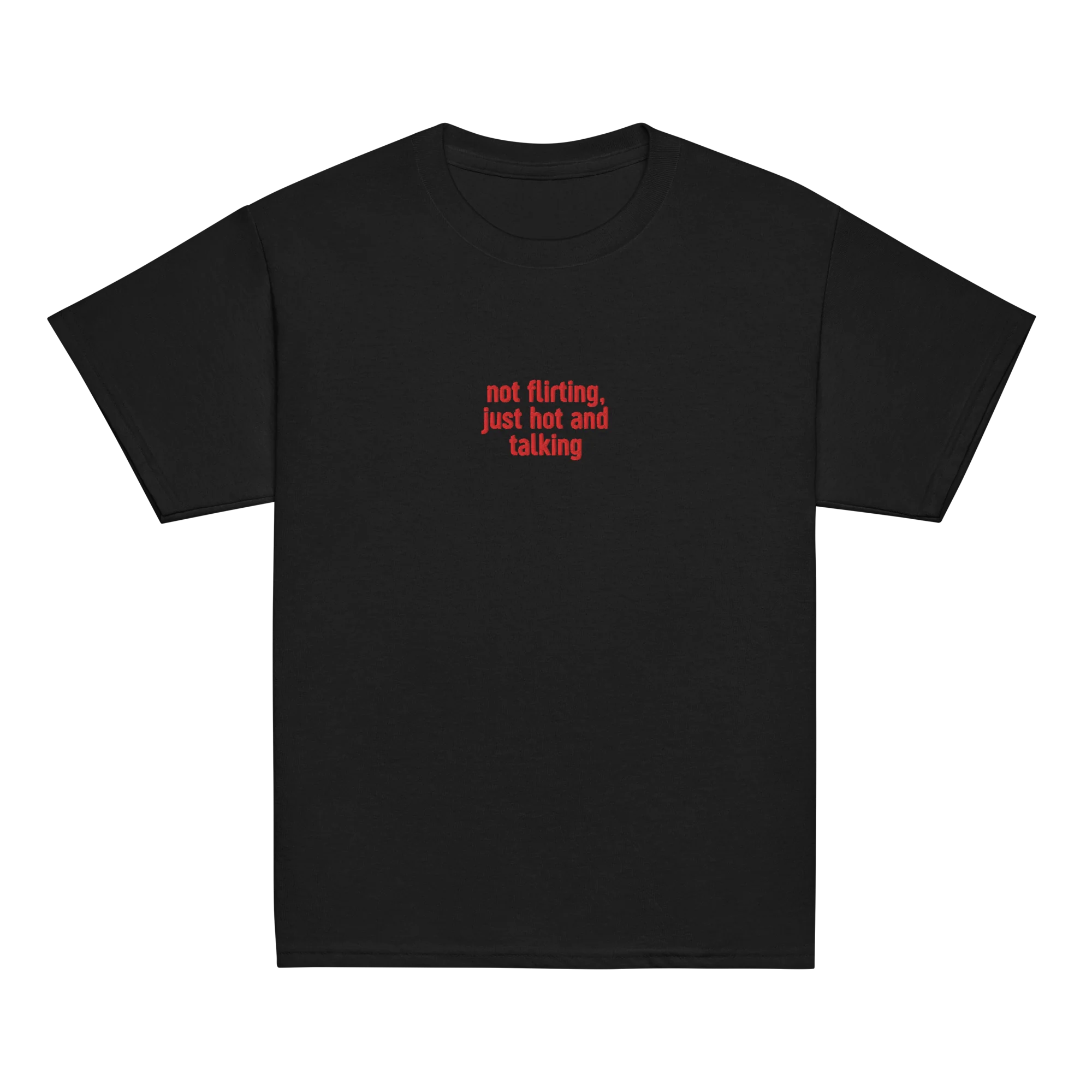 Not Flirting Just Hot and Talking Embroidered Baby Tee - Image 11