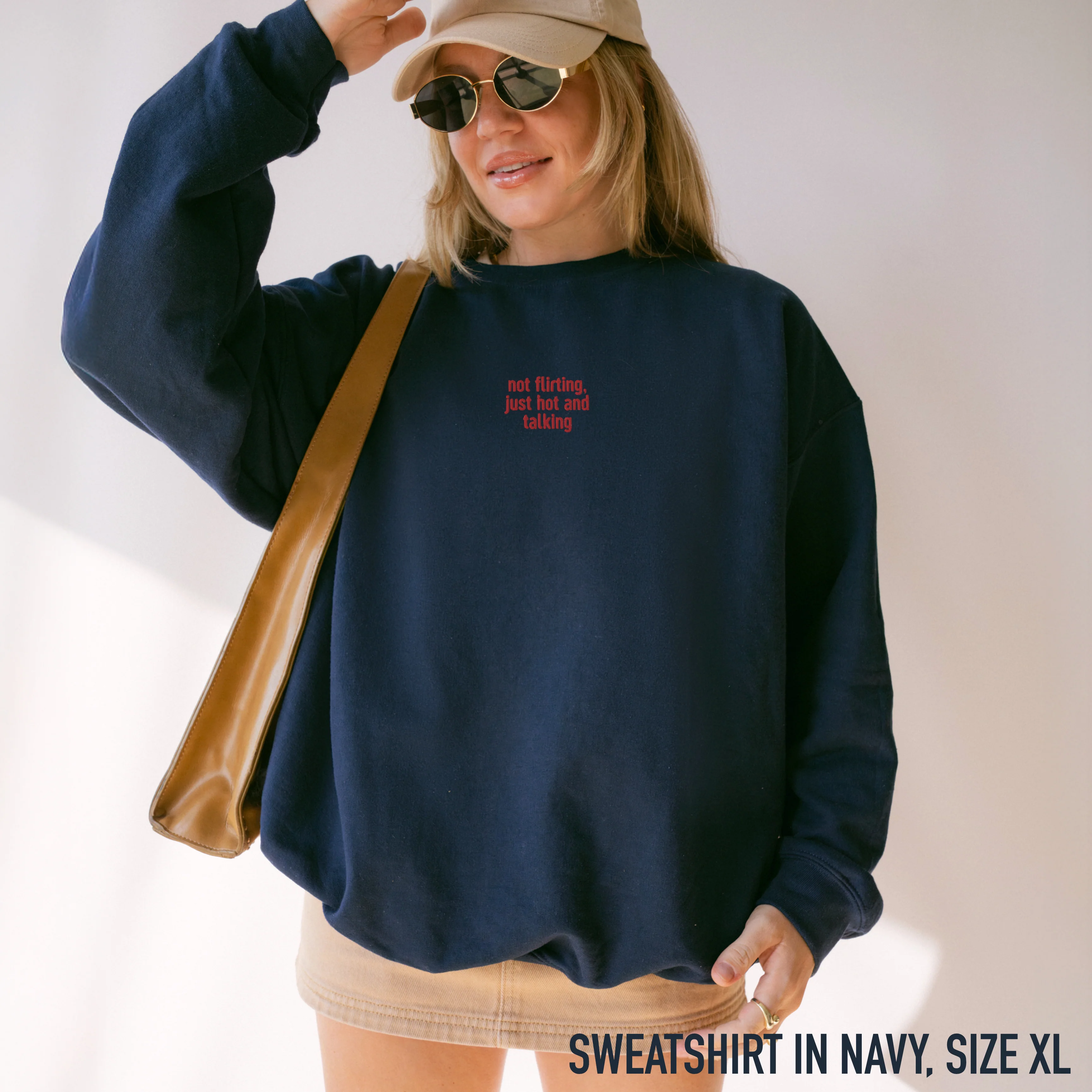 Not Flirting Just Hot and Talking Embroidered Sweatshirt - Image 2