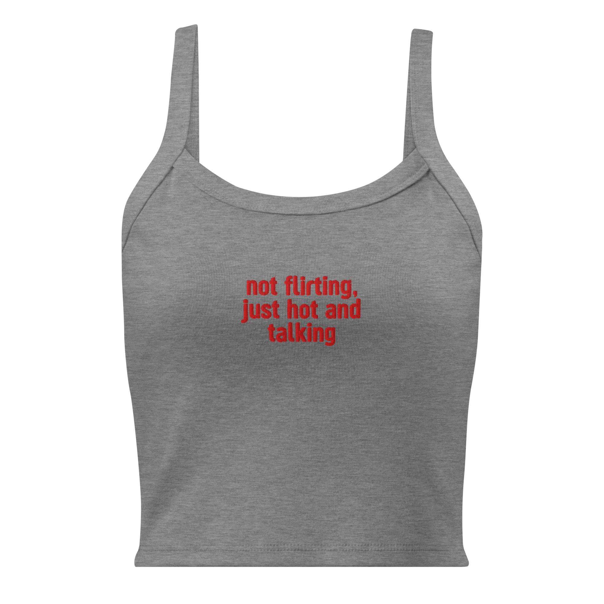 Not Flirting Just Hot and Talking Rib Embroidered Tank Top - Image 7