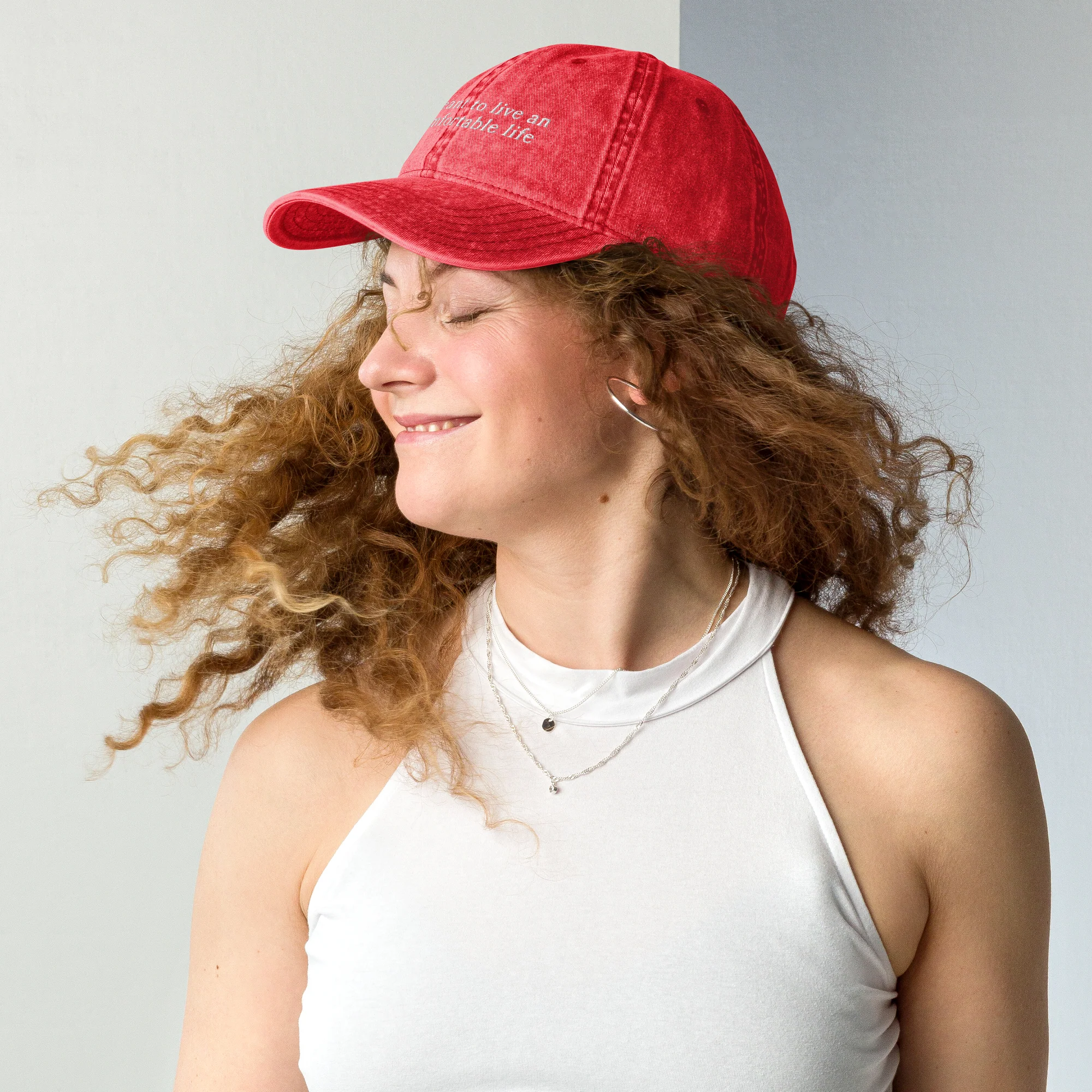 Not Meant Live Uncomfortable Life White Lotus Embroidered Vintage Cap - Image 6