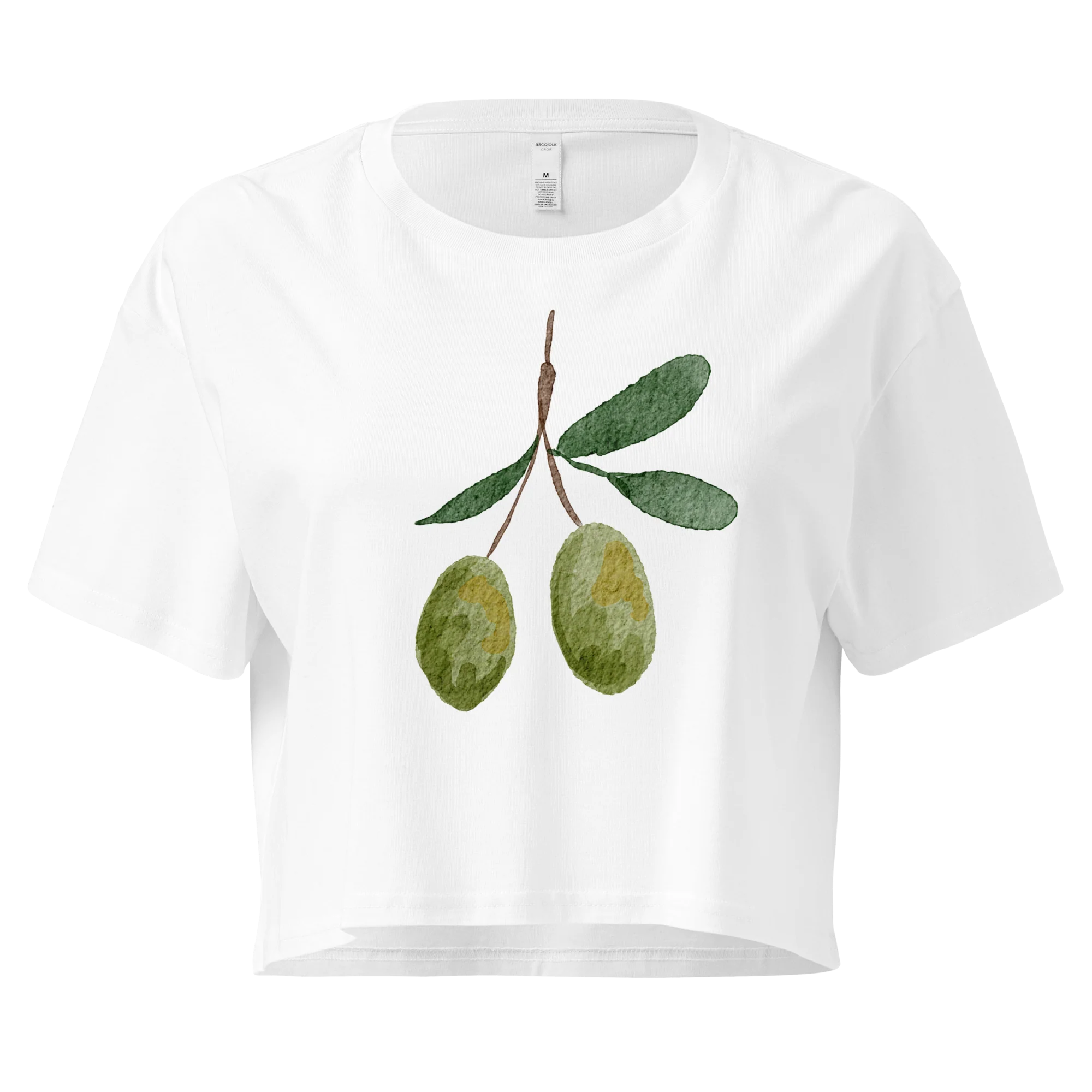 Olives Watercolor Crop Tee