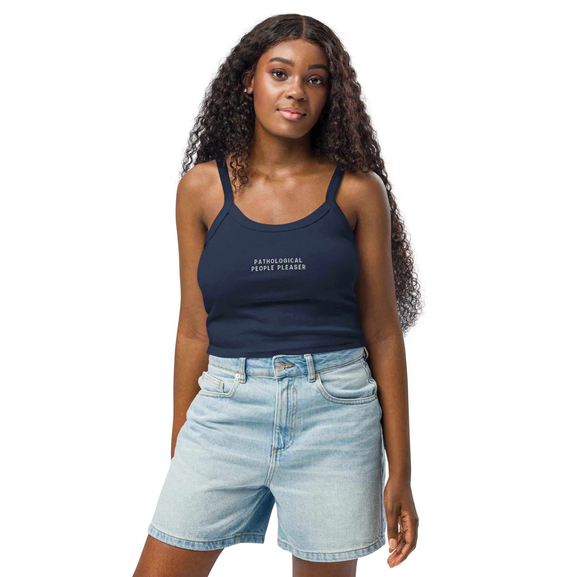 Pathological People Pleaser Rib Embroidered Tank Top - Image 7