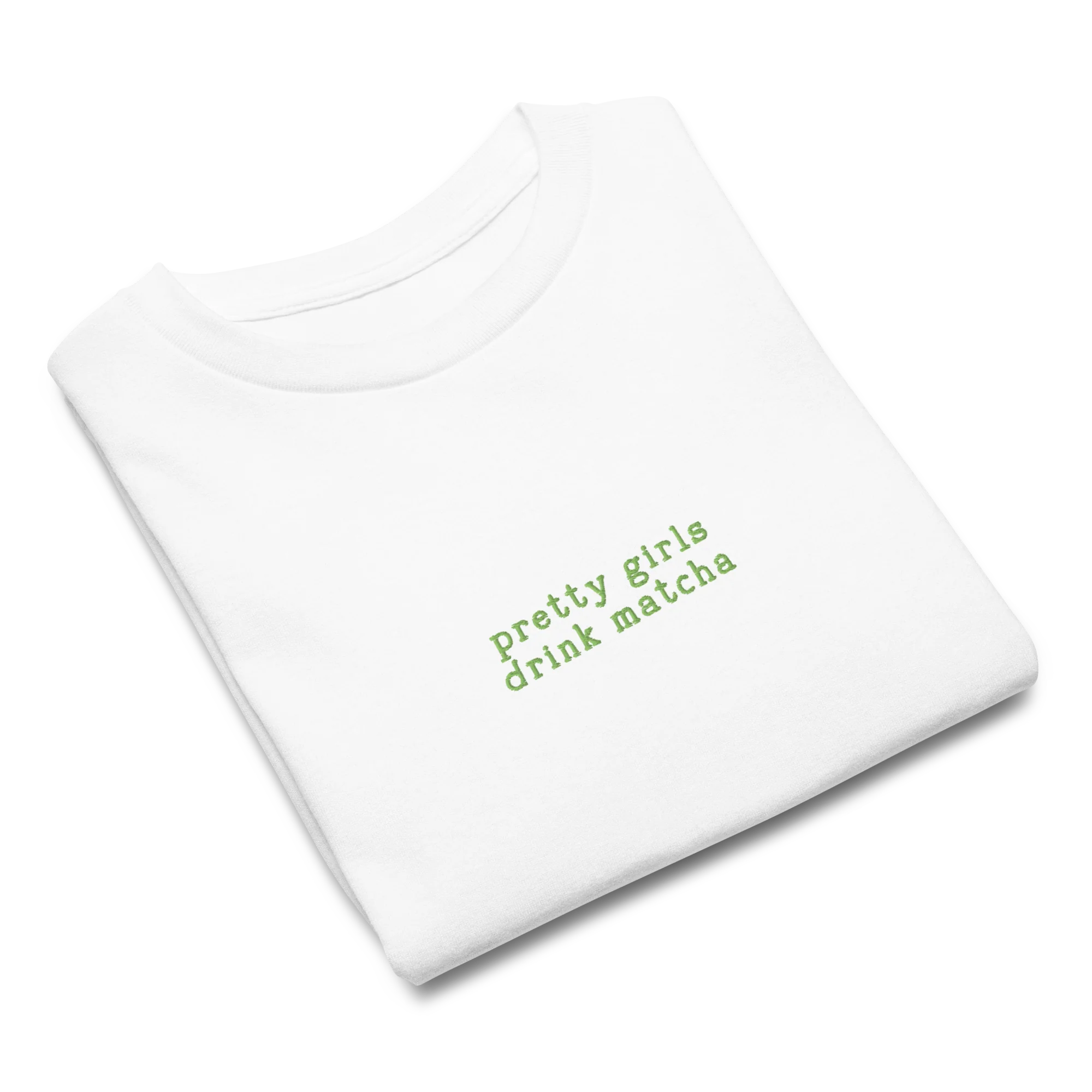 Pretty Girls Drink Matcha Embroidered Baby Tee - Image 4