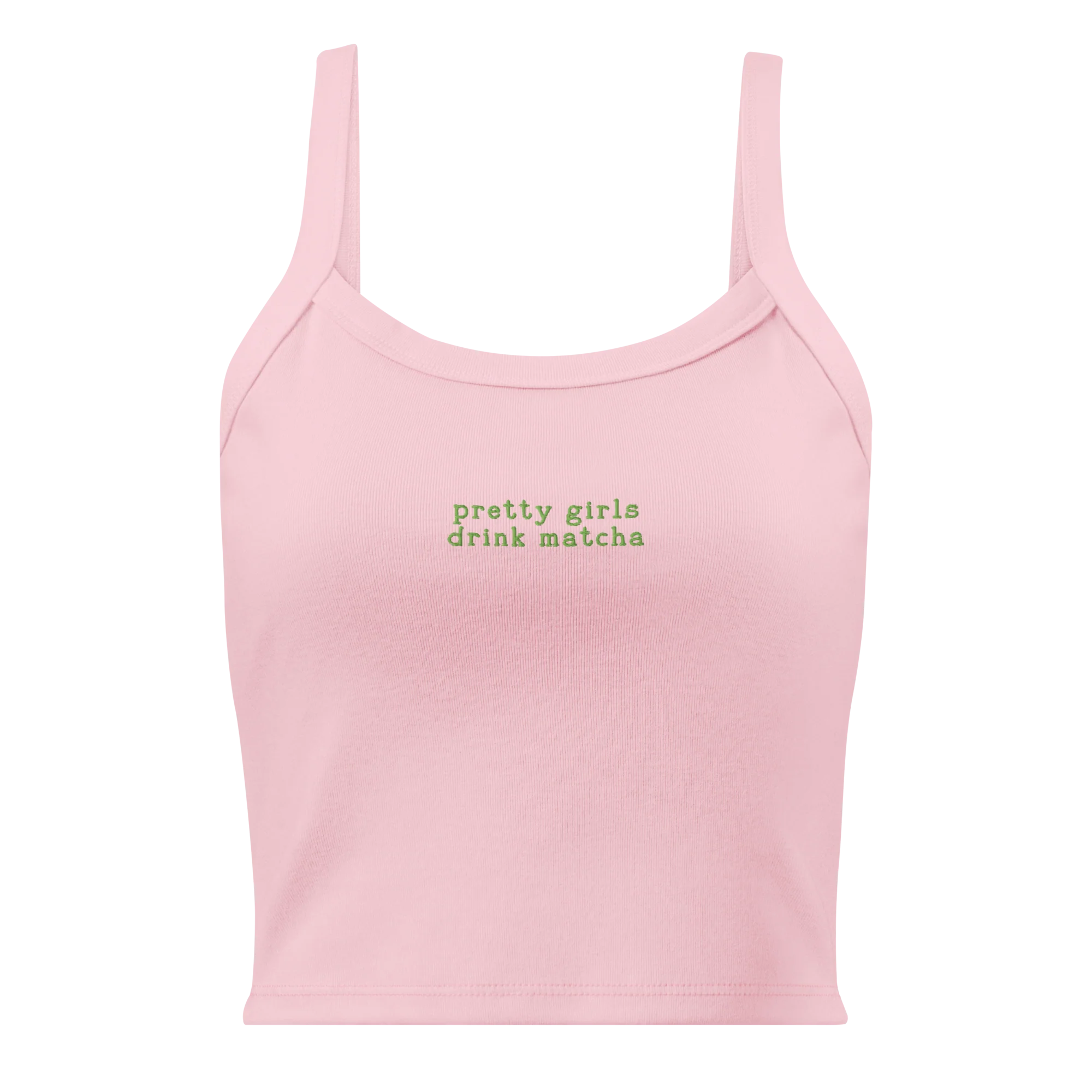 Pretty Girls Drink Matcha Rib Embroidered Tank Top - Image 5