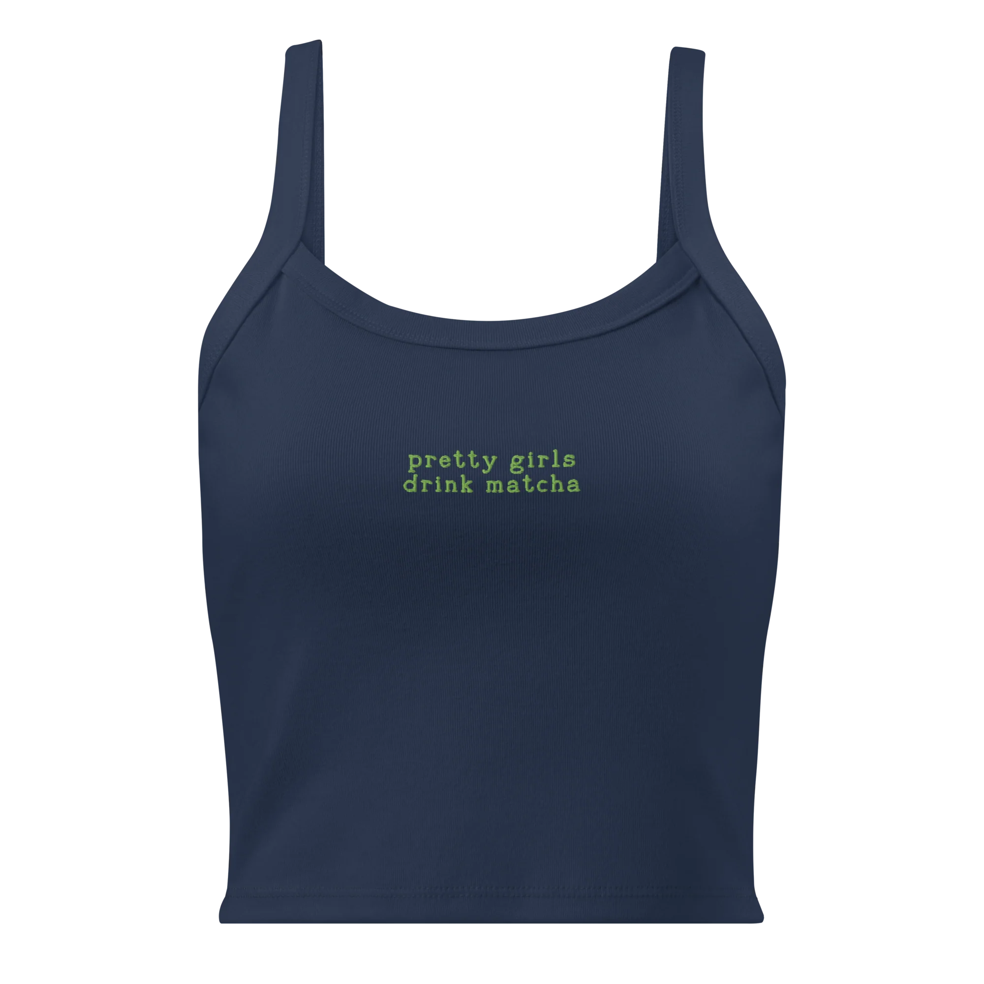 Pretty Girls Drink Matcha Rib Embroidered Tank Top - Image 7