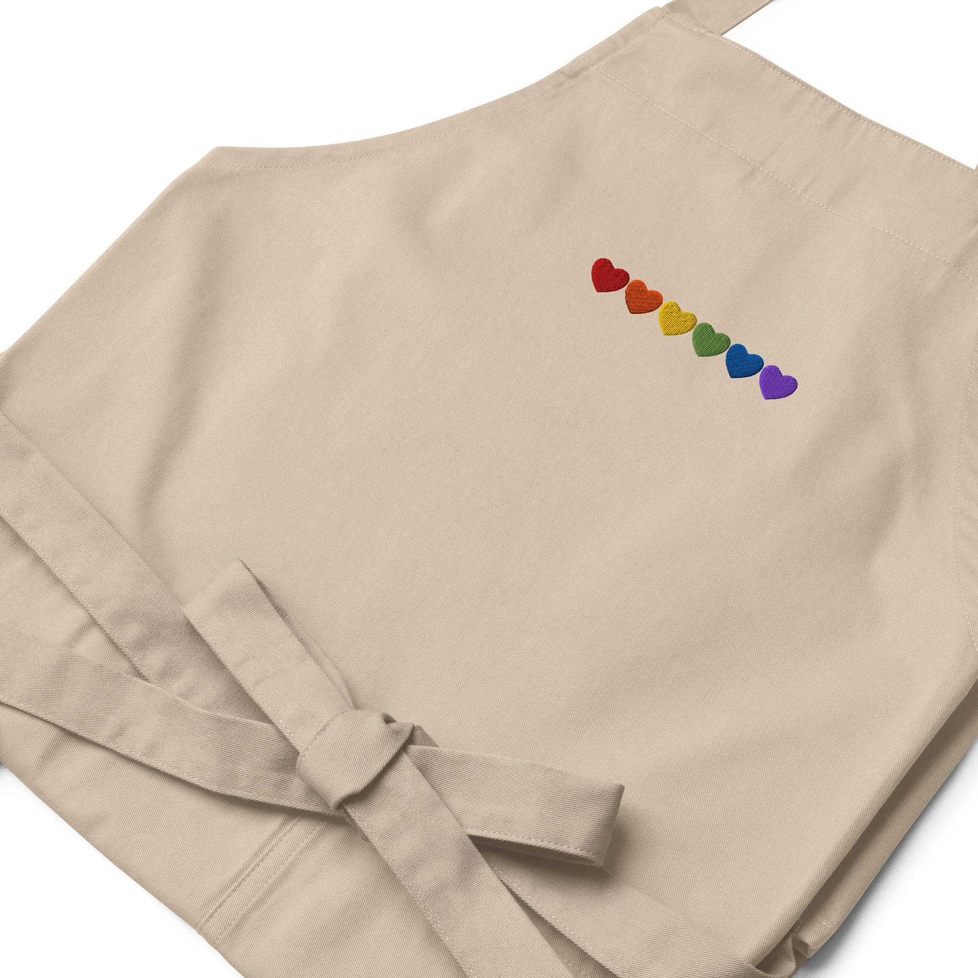 Pride Hearts Embroidered Organic Cotton Apron - Image 3