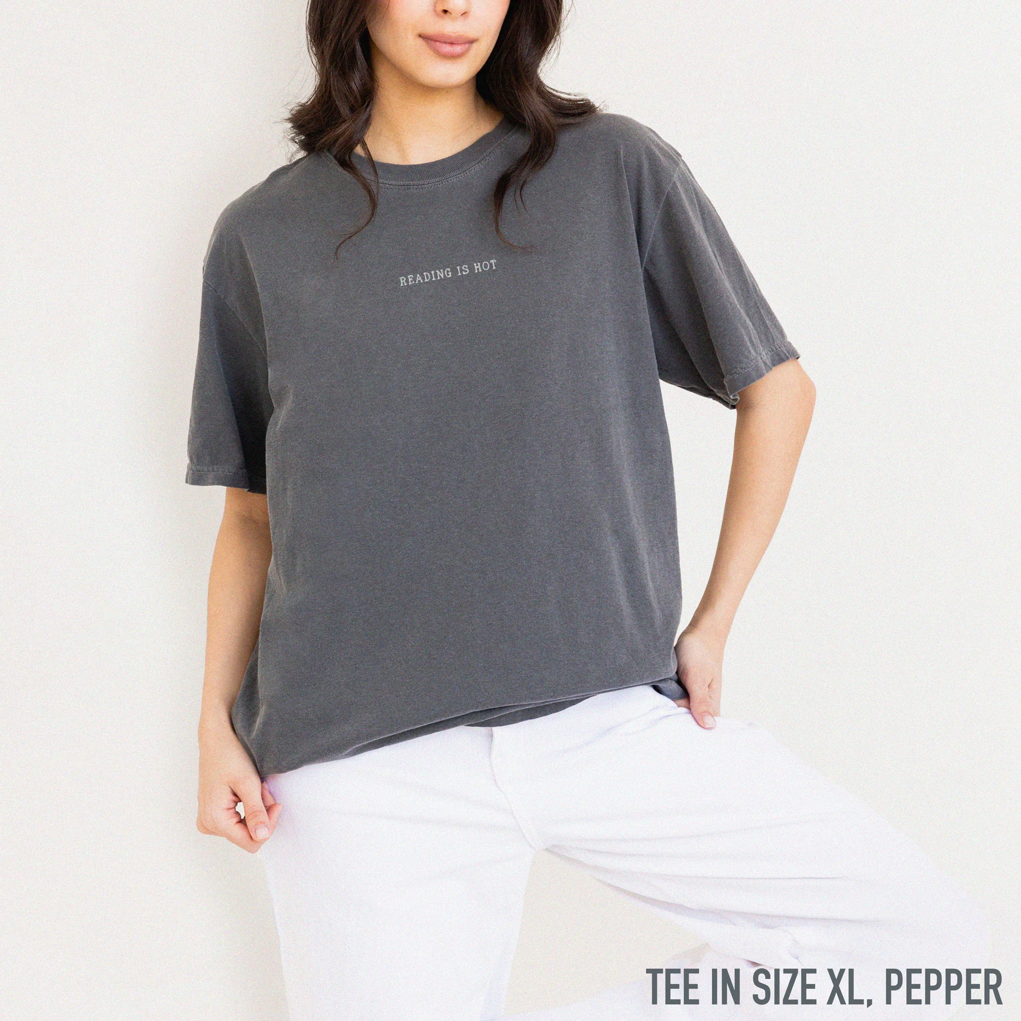 Reading is Hot Embroidered Classic T-Shirt - Image 2