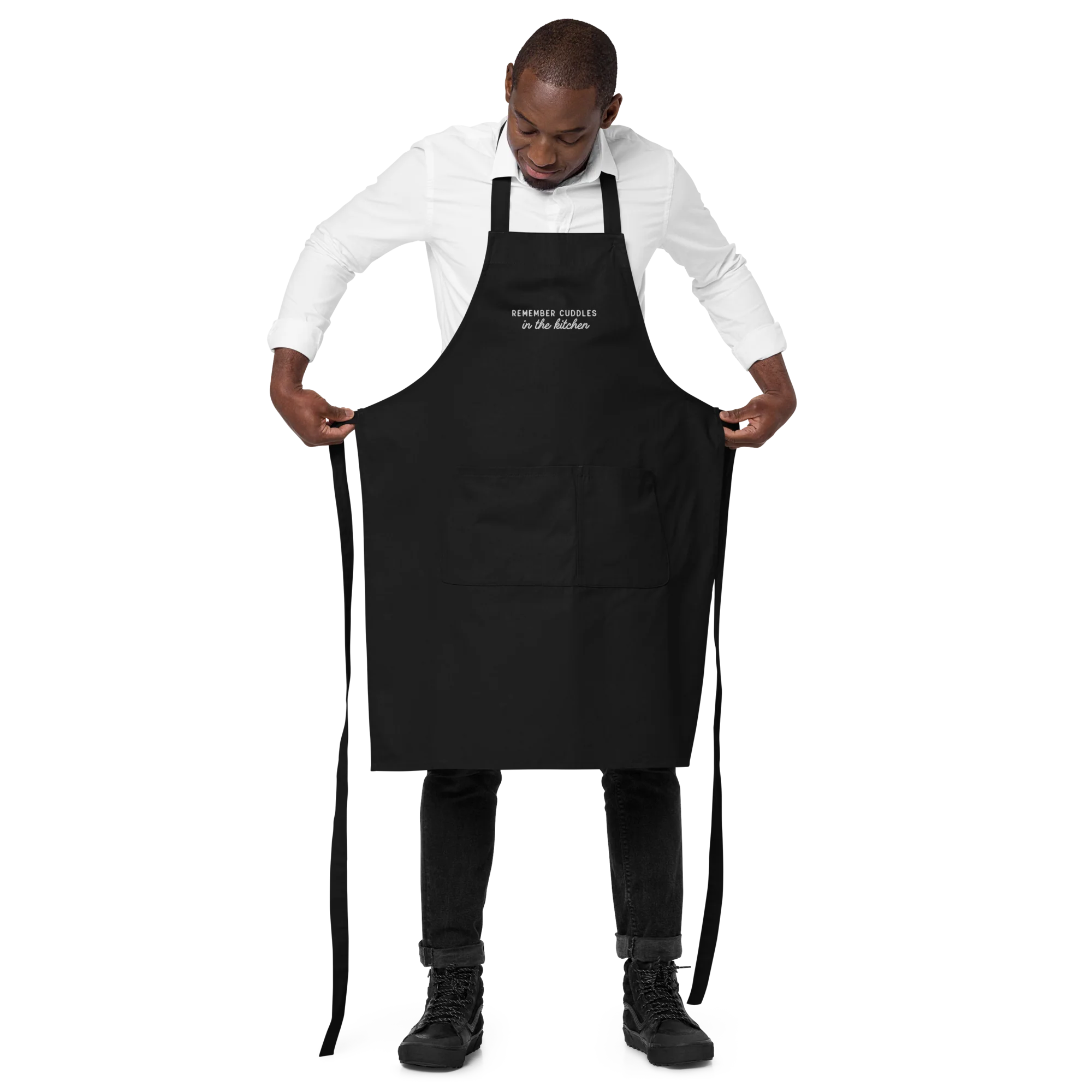 Remember Cuddles in the Kitchen Embroidered Organic Cotton Apron - Image 2