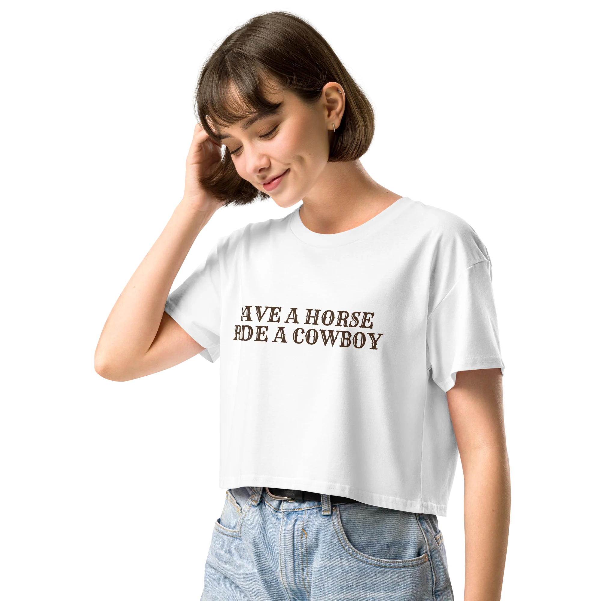 Save a Horse, Ride a Cowboy Crop Tee - Image 5
