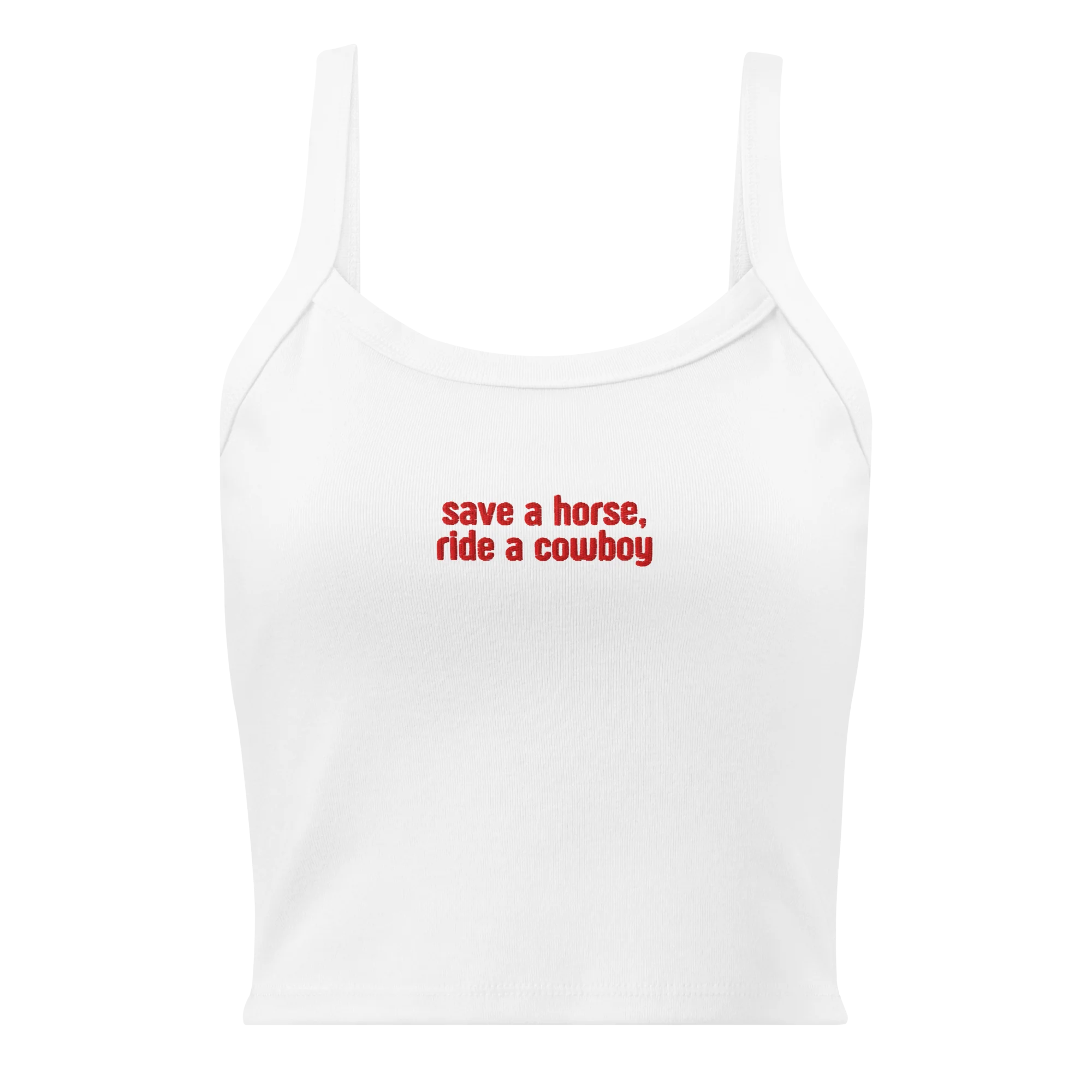 Save a Horse Ride a Cowboy Rib Embroidered Tank Top - Image 3