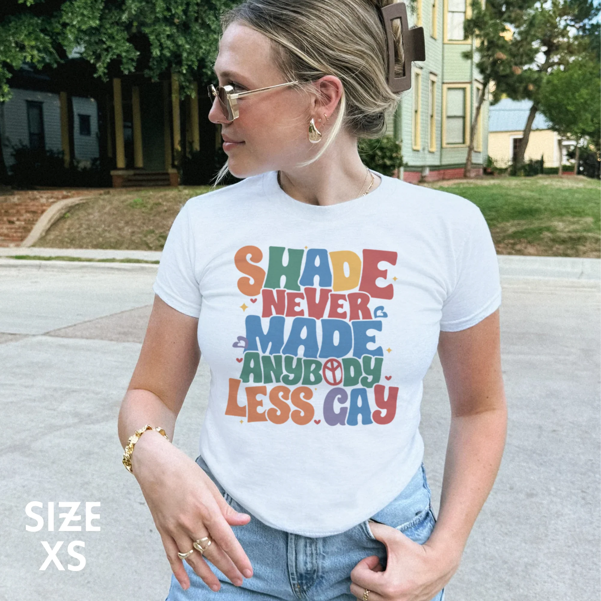 Shade Never Made Anybody Less Gay Pride Baby Tee - Image 2