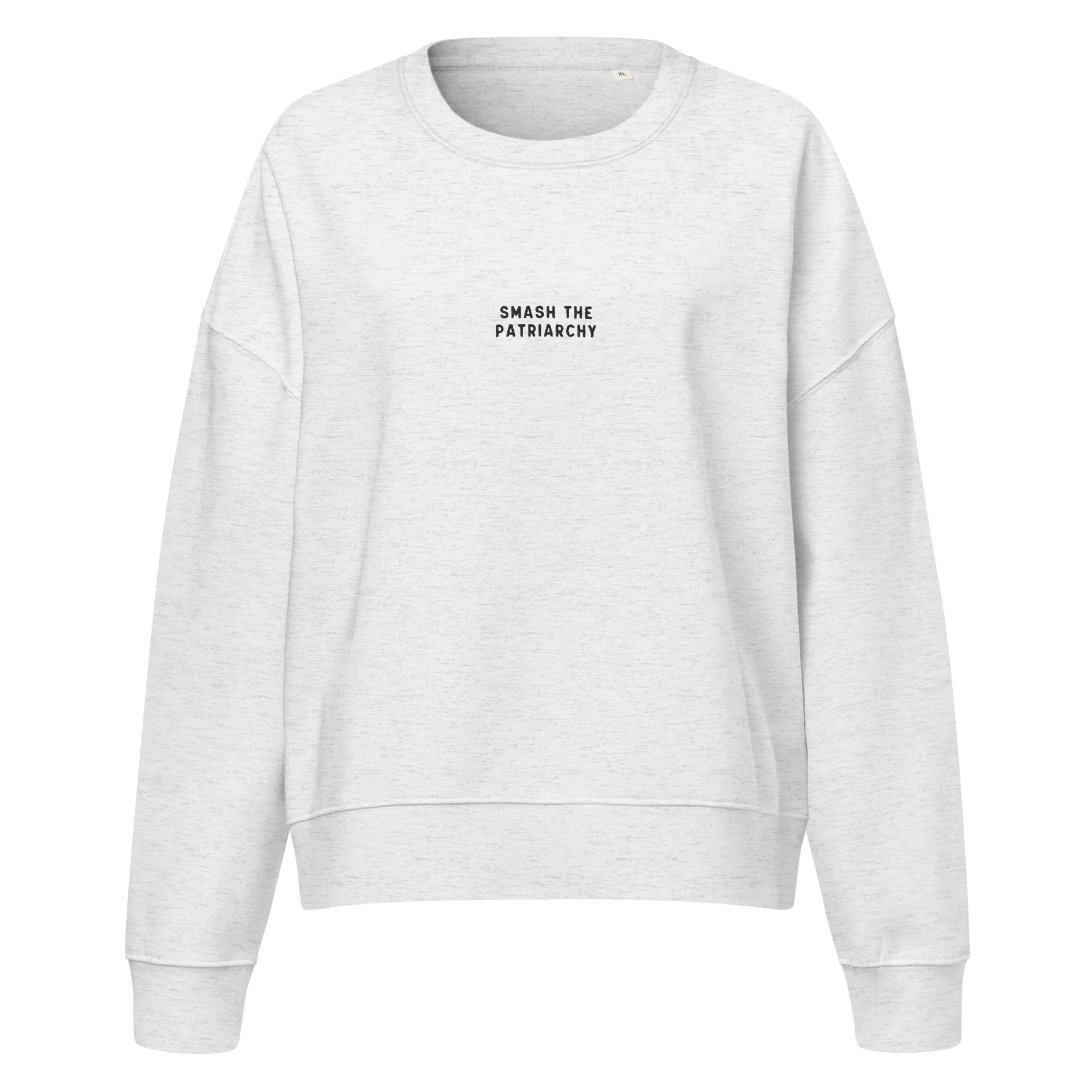 Smash the Patriarchy Embroidered Women’s Organic Sweatshirt - Image 4