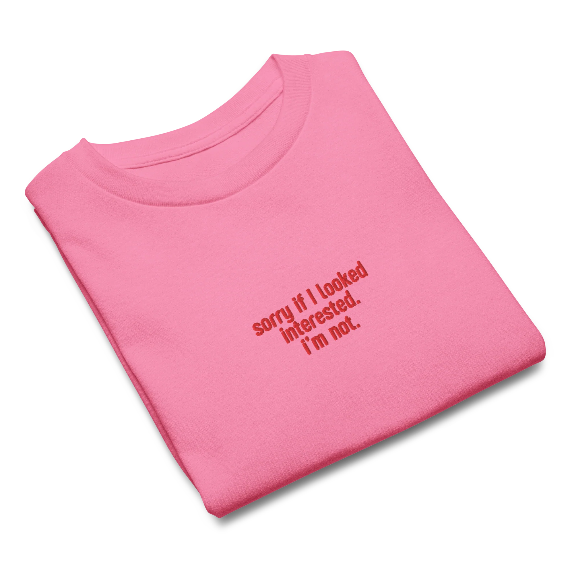 Sorry if I Looked Interested, I'm Not Embroidered Baby Tee - Image 3