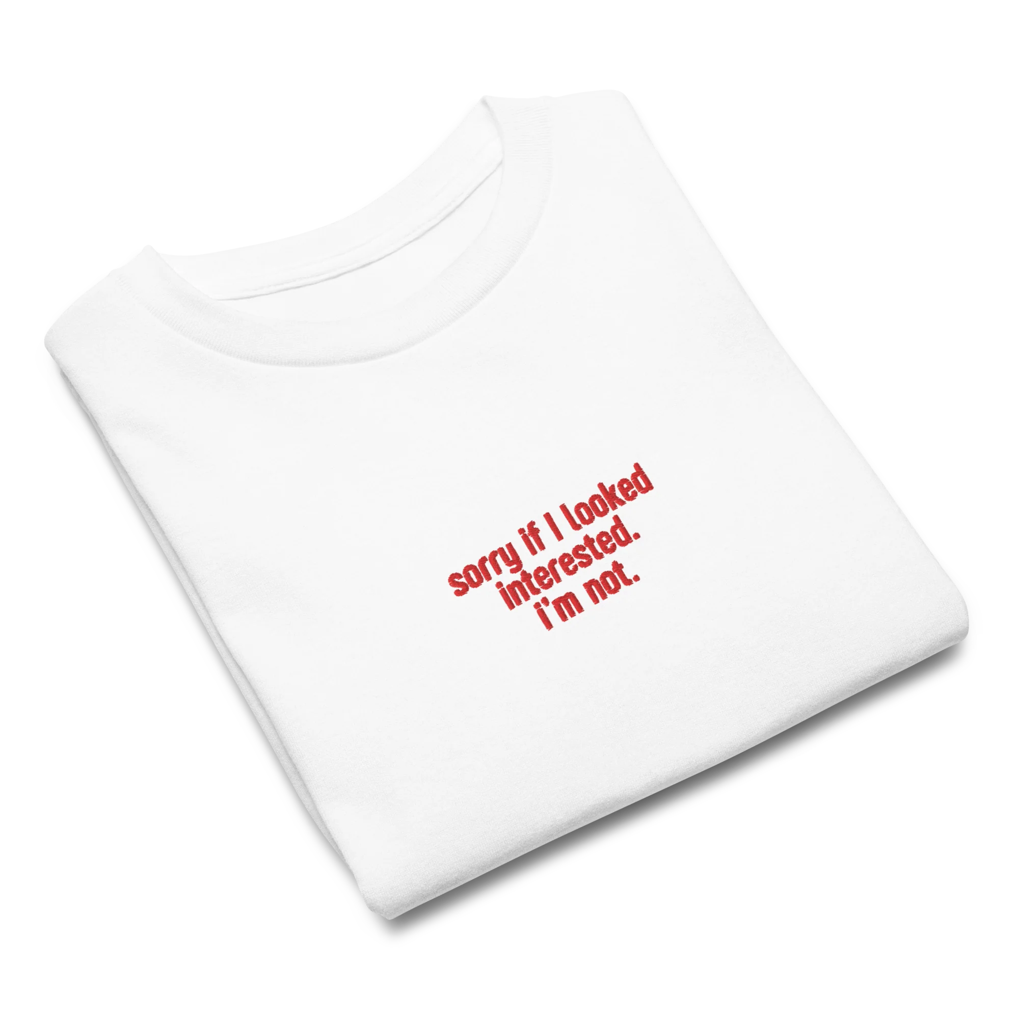 Sorry if I Looked Interested, I'm Not Embroidered Baby Tee - Image 9