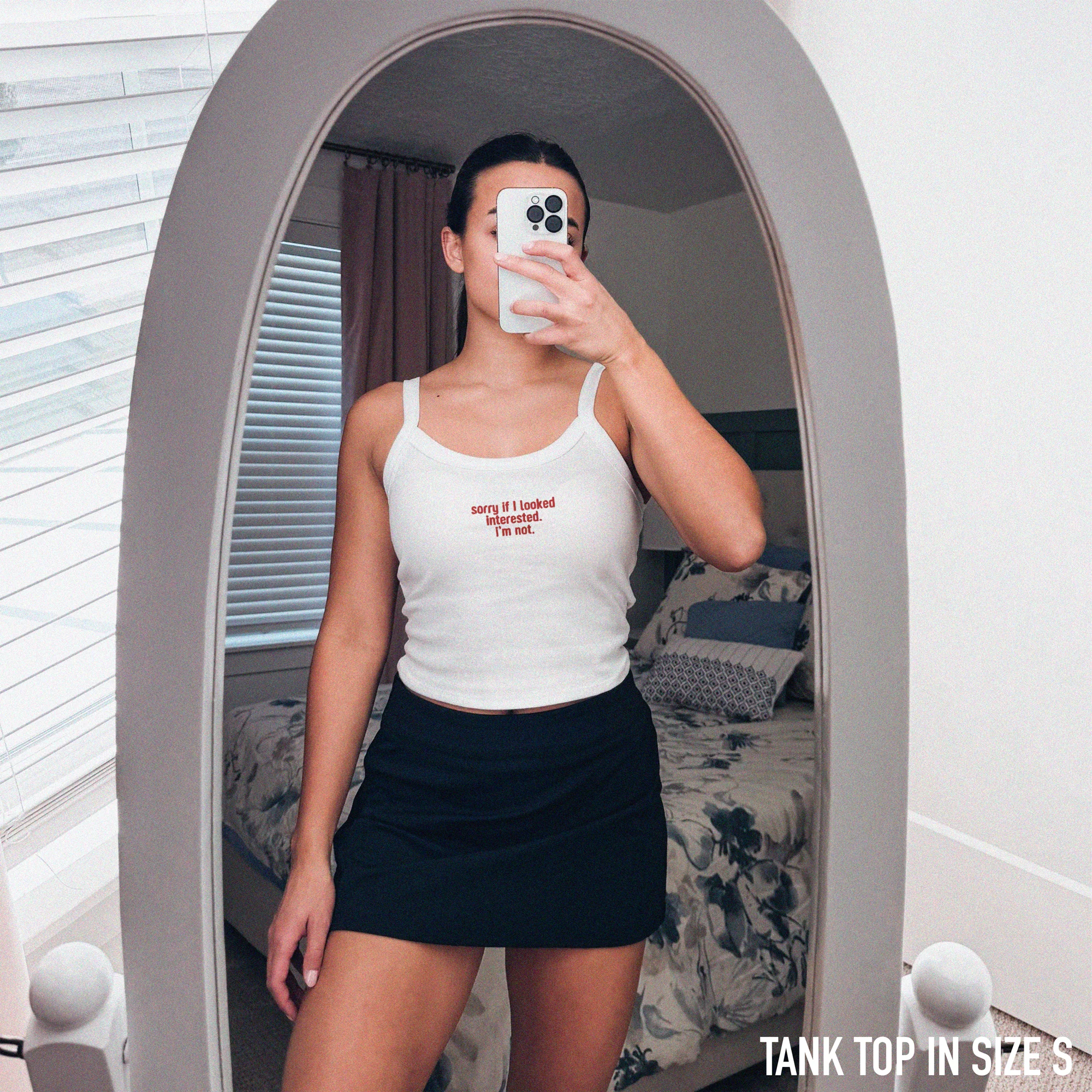 Sorry if I Looked Interested, I'm Not Rib Embroidered Tank Top - Image 2