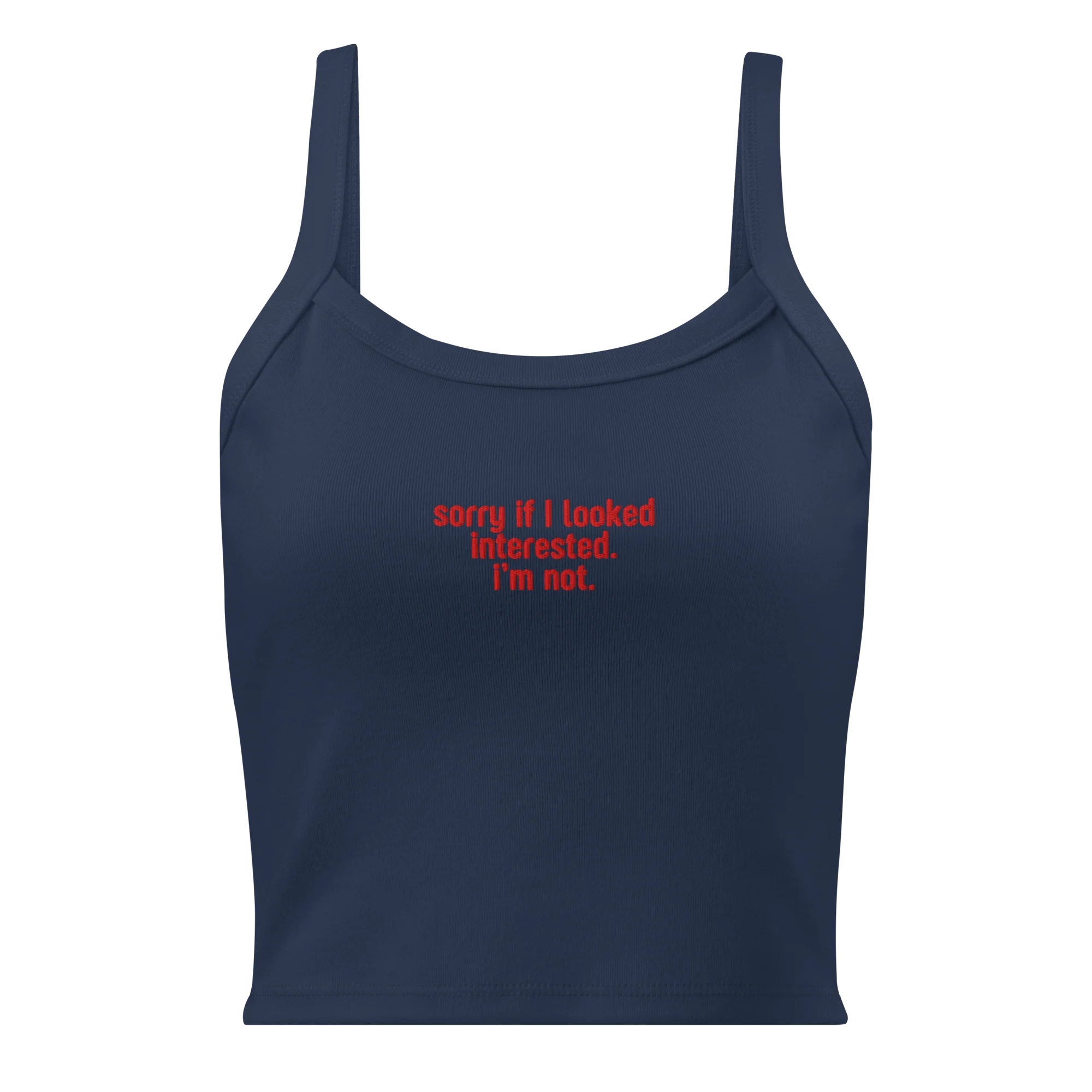 Sorry if I Looked Interested, I'm Not Rib Embroidered Tank Top - Image 6