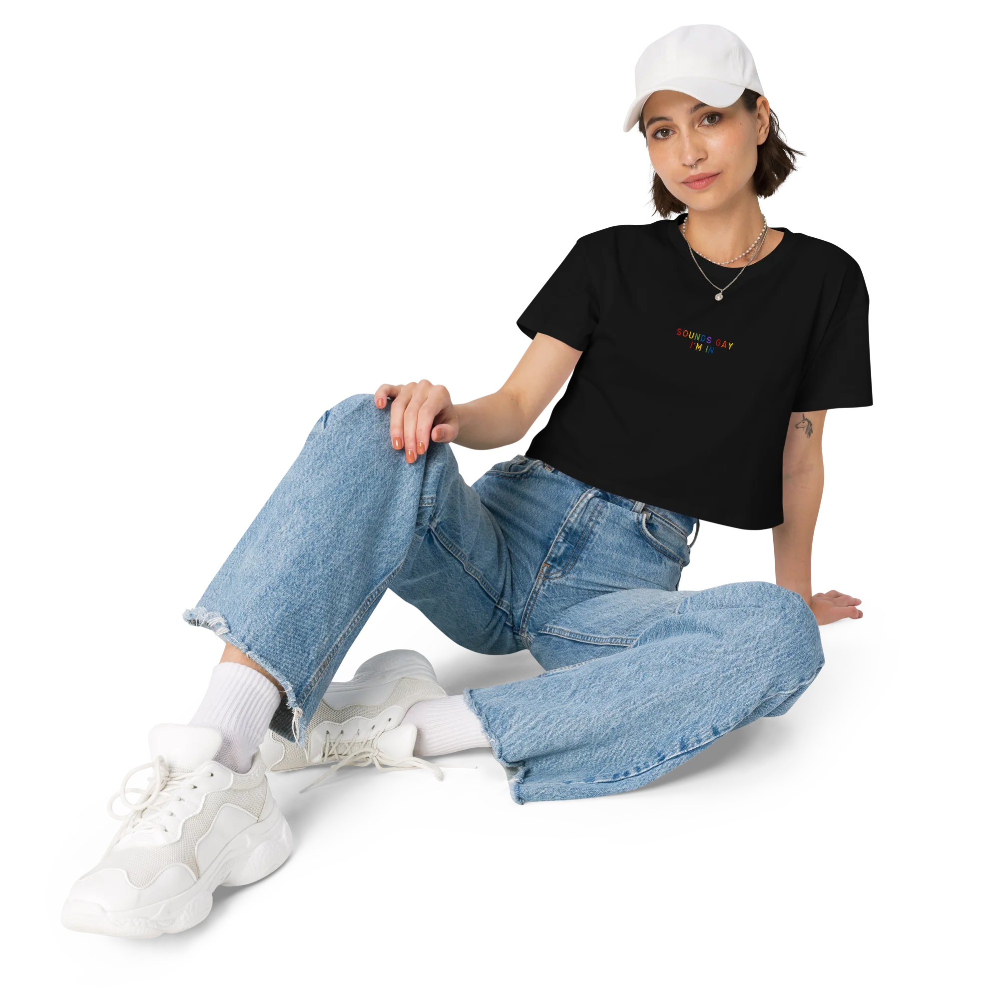 Sounds Gay I'm In Pride Embroidered Crop Tee - Image 5