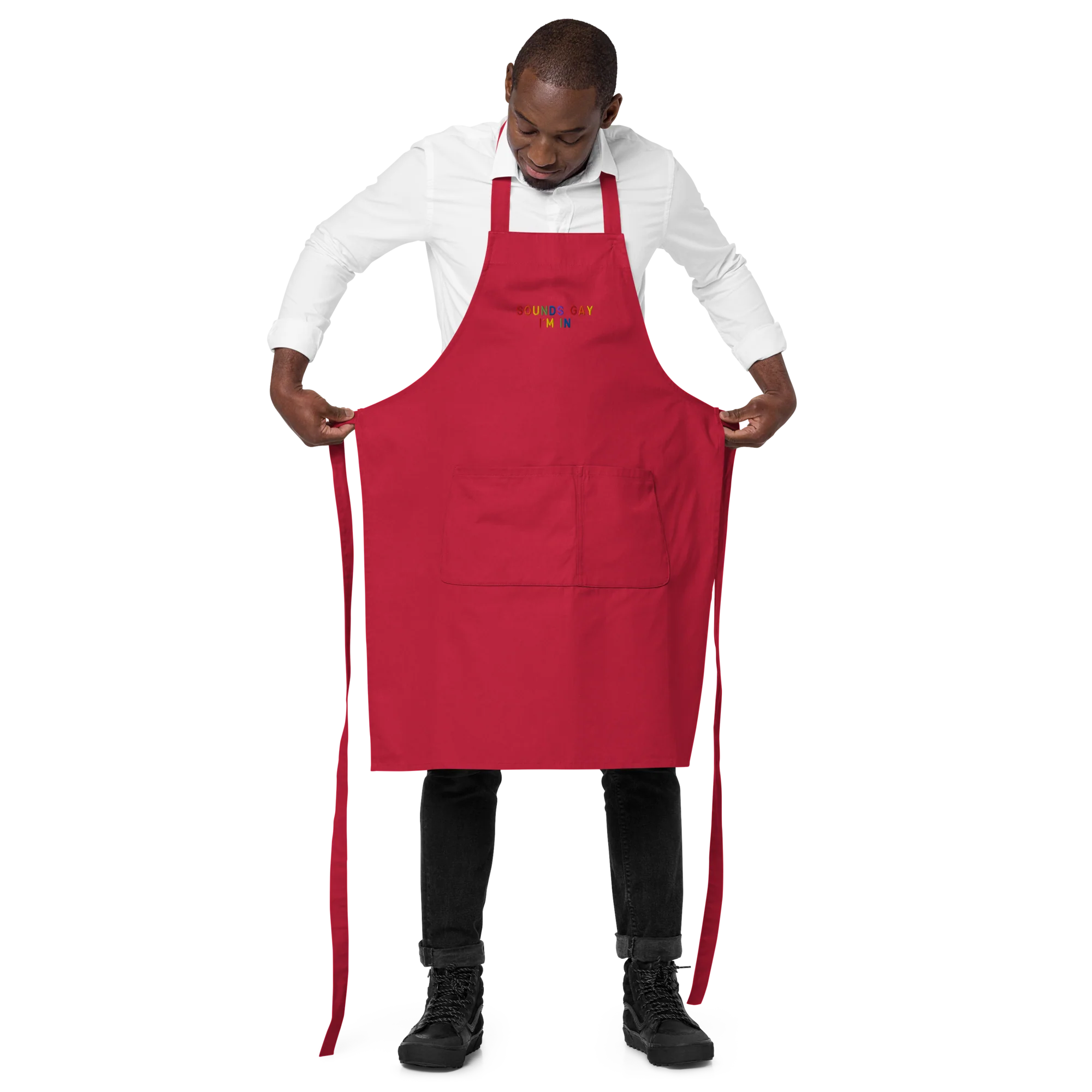Sounds Gay I'm In Pride Embroidered Organic Cotton Apron - Image 10