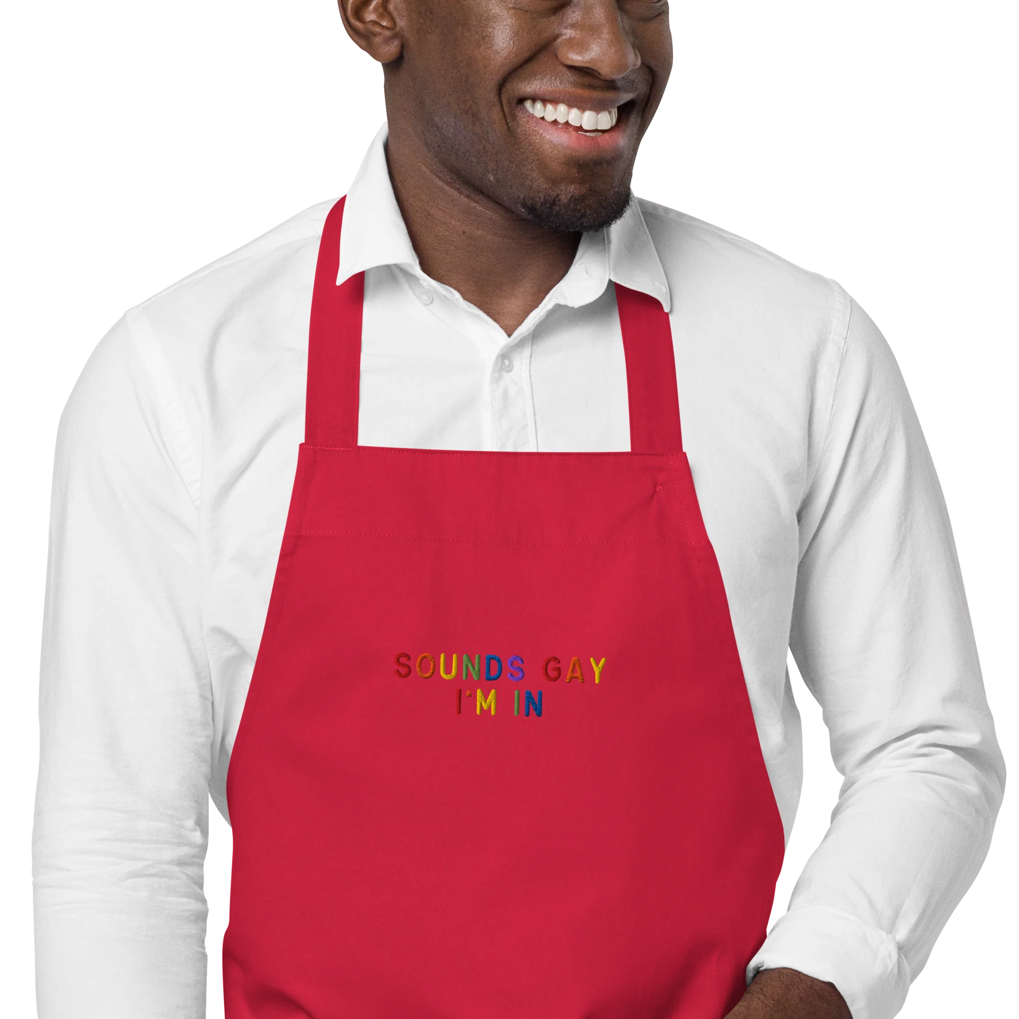 Sounds Gay I'm In Pride Embroidered Organic Cotton Apron - Image 6