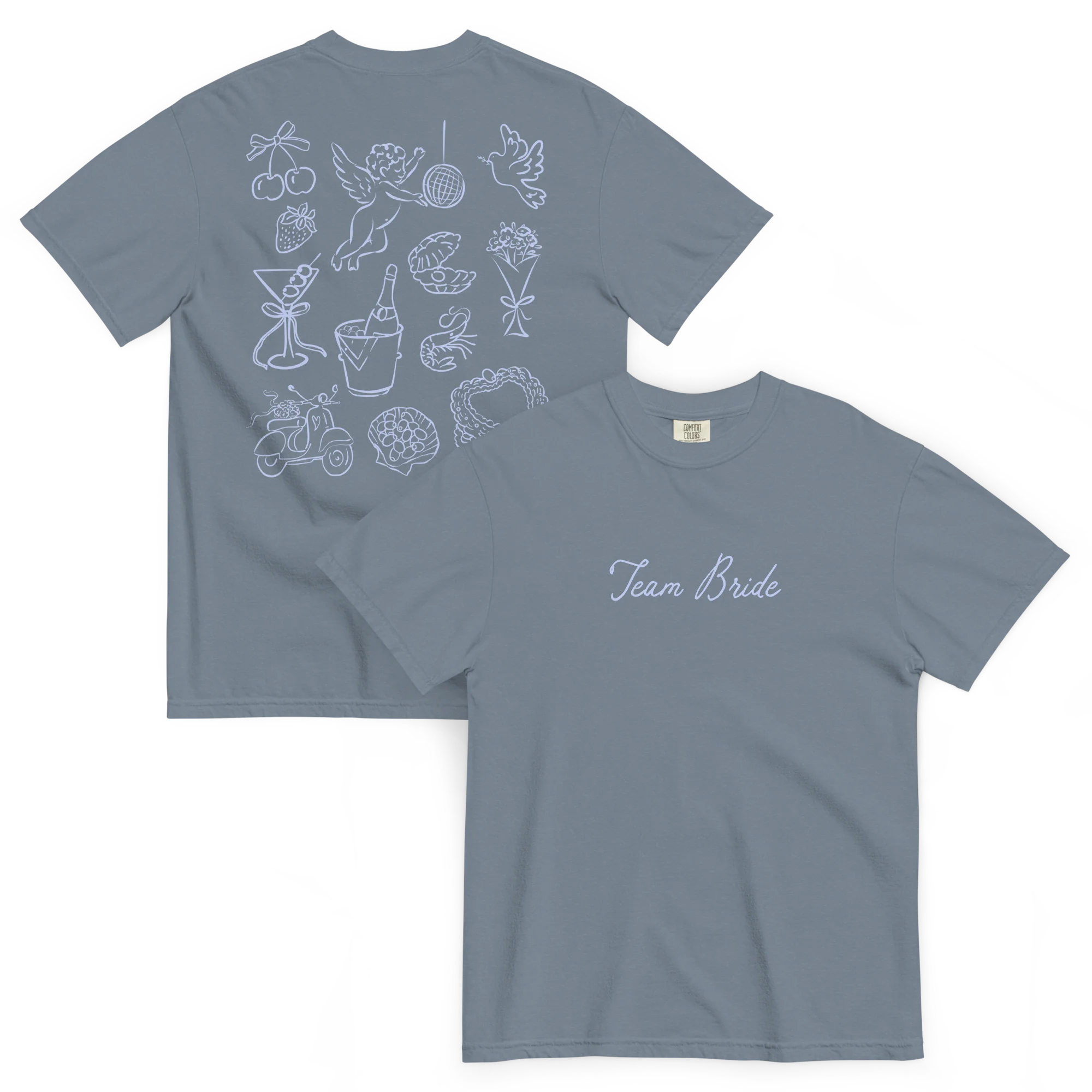 Team Bride Bachelorette Line Art Classic T-Shirt - Image 13