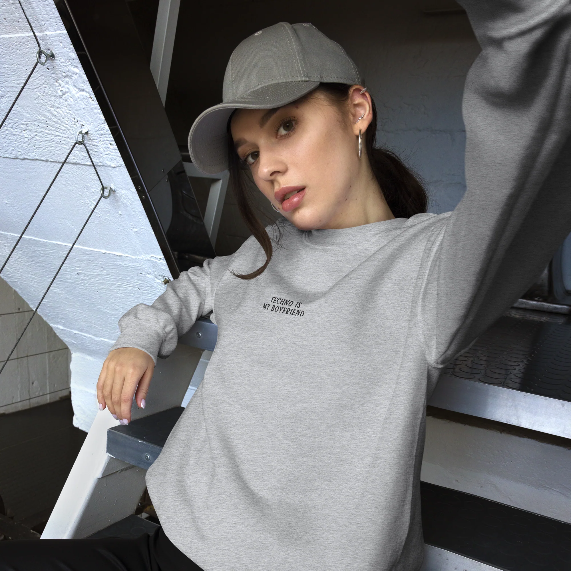 Techno is My Boyfriend Embroidered Sweatshirt - Image 7