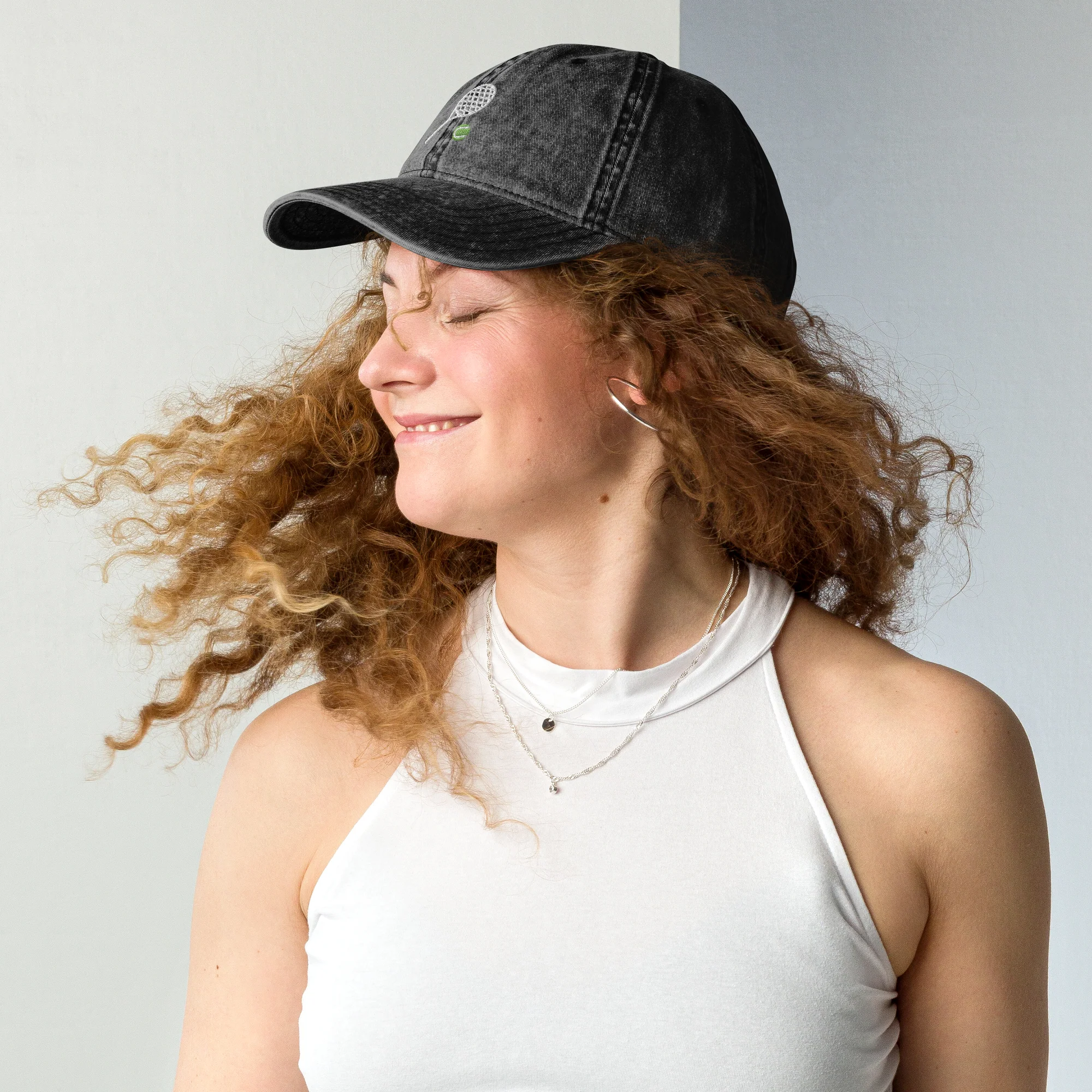 Tennis Racquet Embroidered Vintage Cap - Image 7