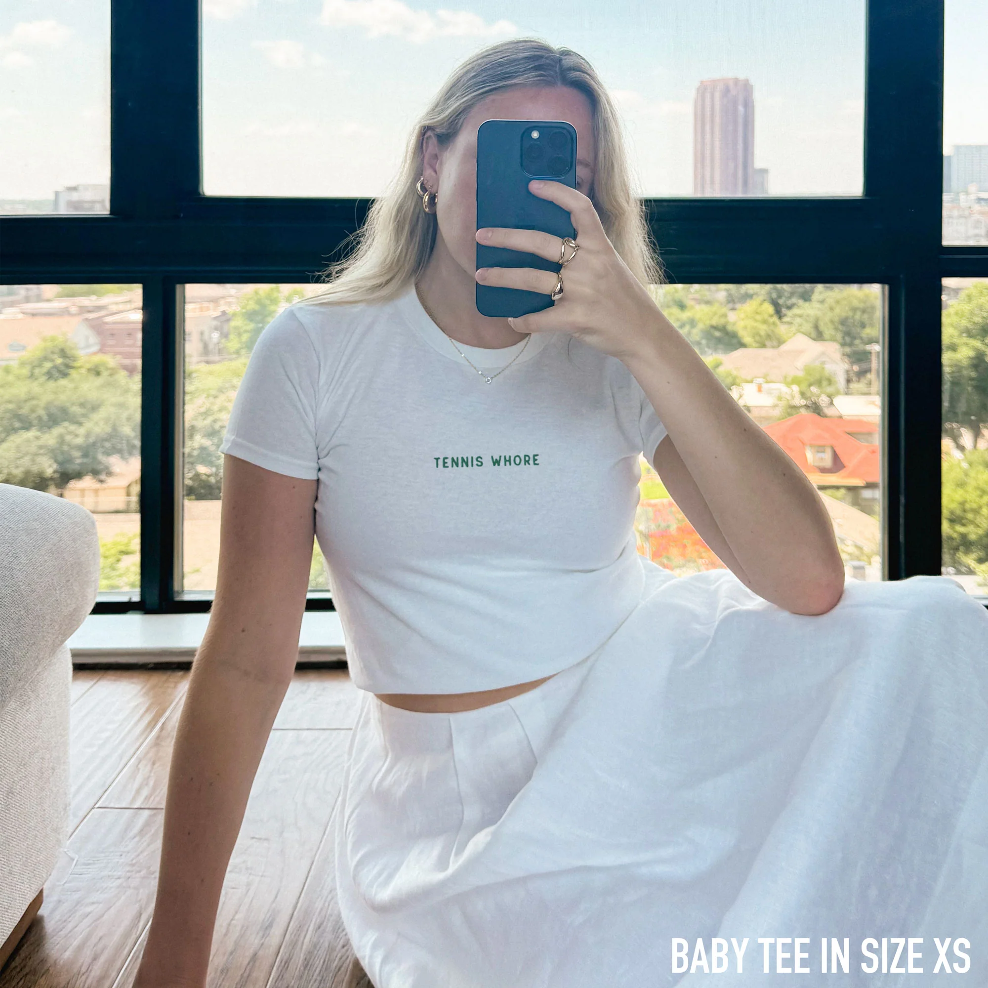 Tennis Whore Embroidered Baby Tee - Image 6