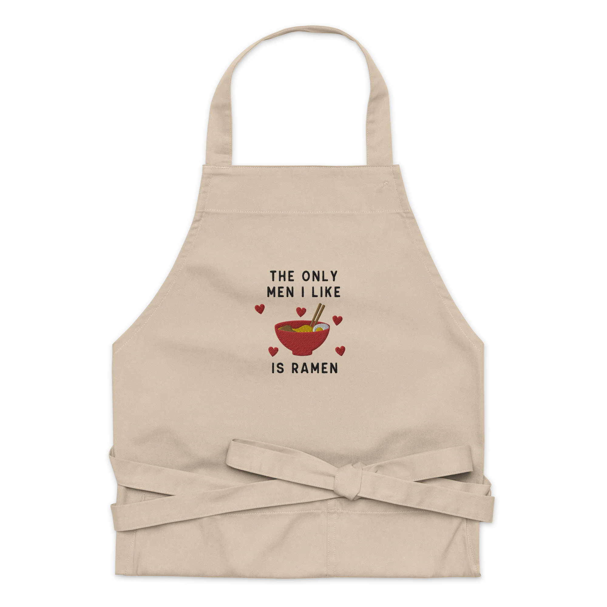 The Only Men I Like Ramen Embroidered Organic Cotton Apron - Image 4