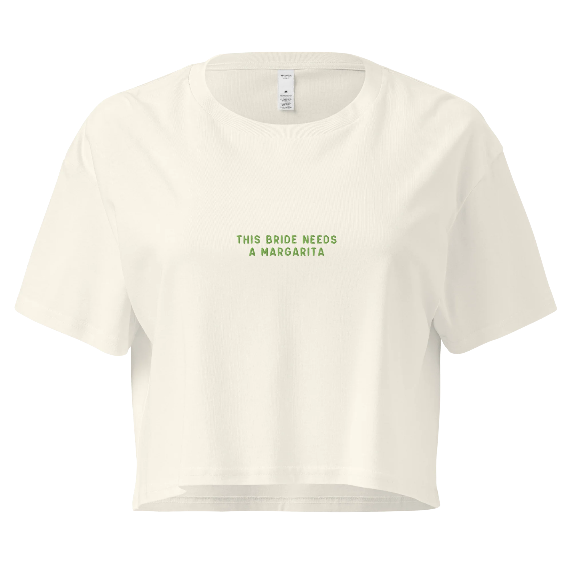 This Bride Needs a Margarita Embroidered Crop Tee - Image 3