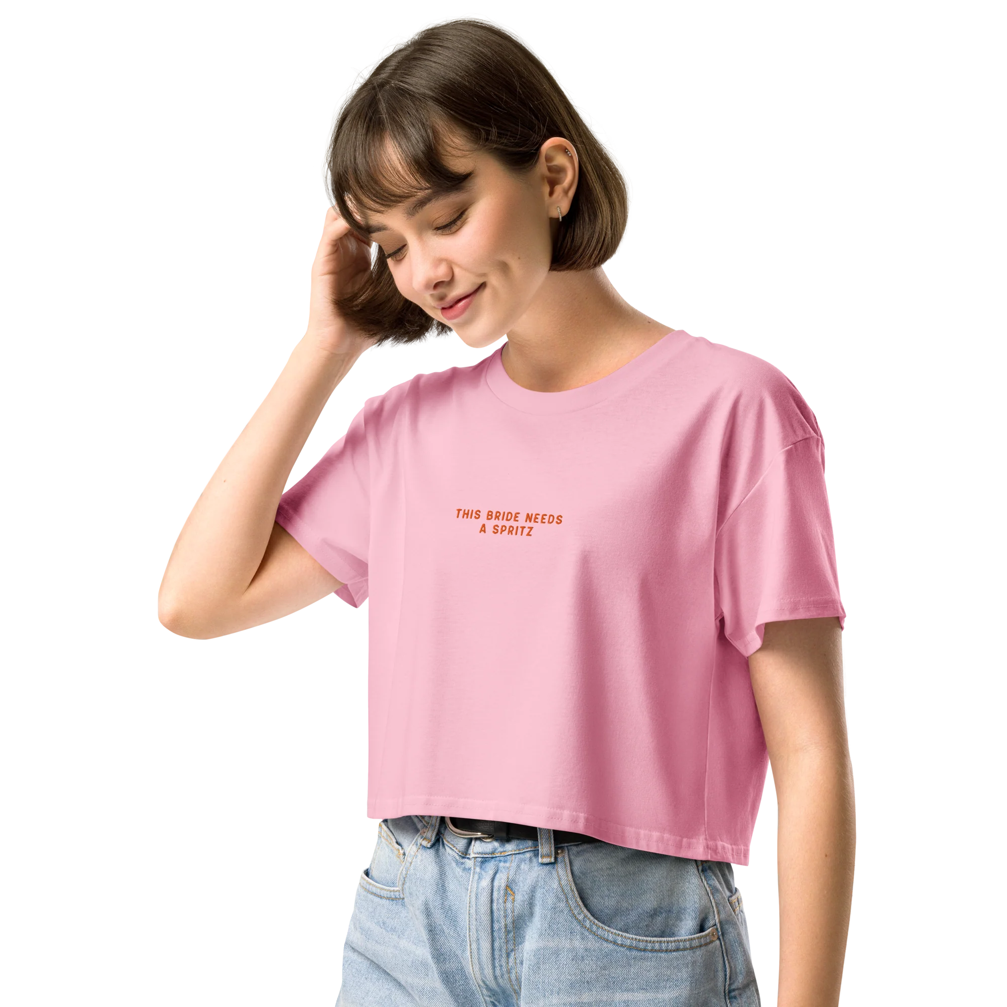 This Bride Needs a Spritz Embroidered Crop Tee - Image 6