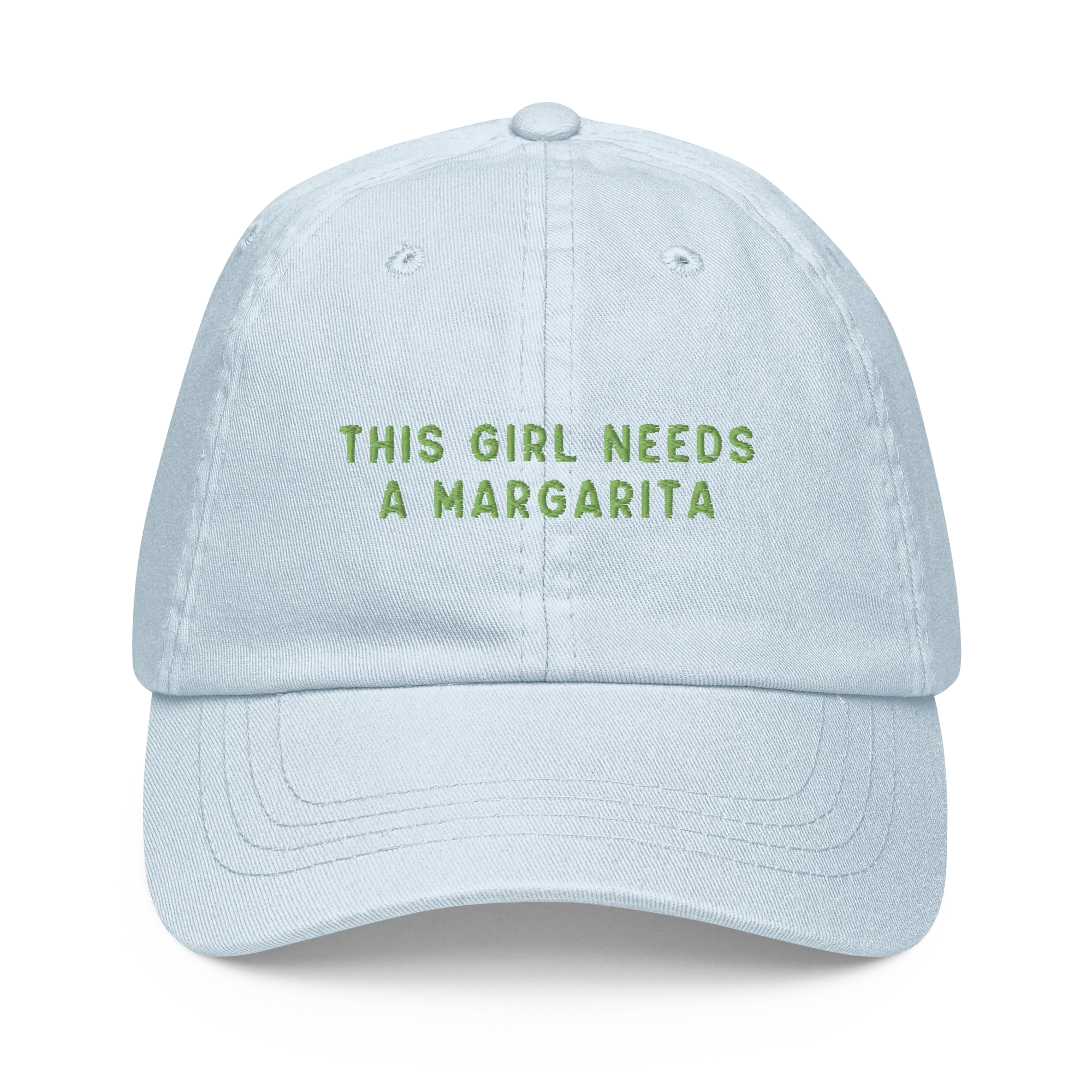 This Girl Needs A Margarita Embroidered Pastel Baseball Cap