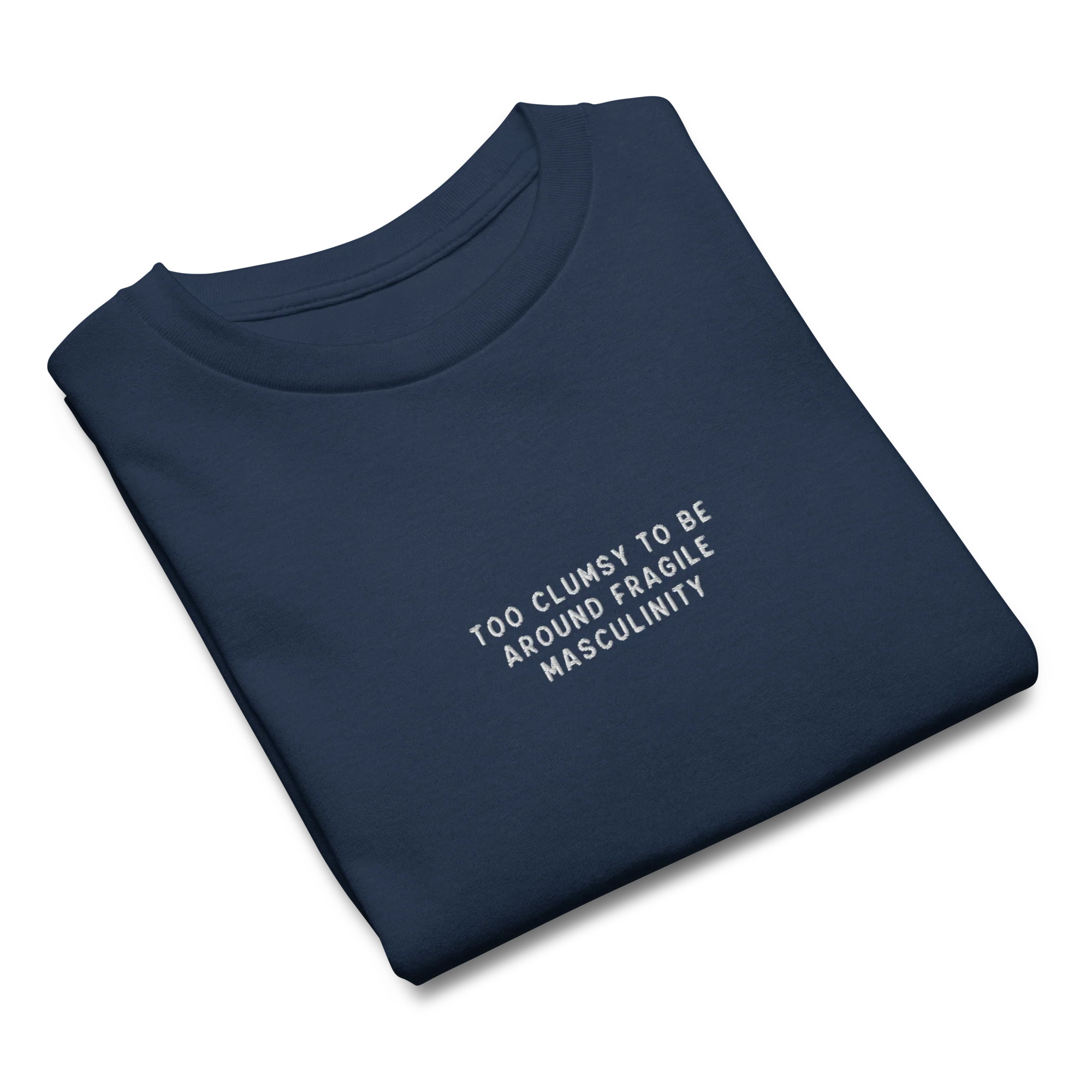 Too Clumsy Around Fragile Masculinity Embroidered Baby Tee - Image 3