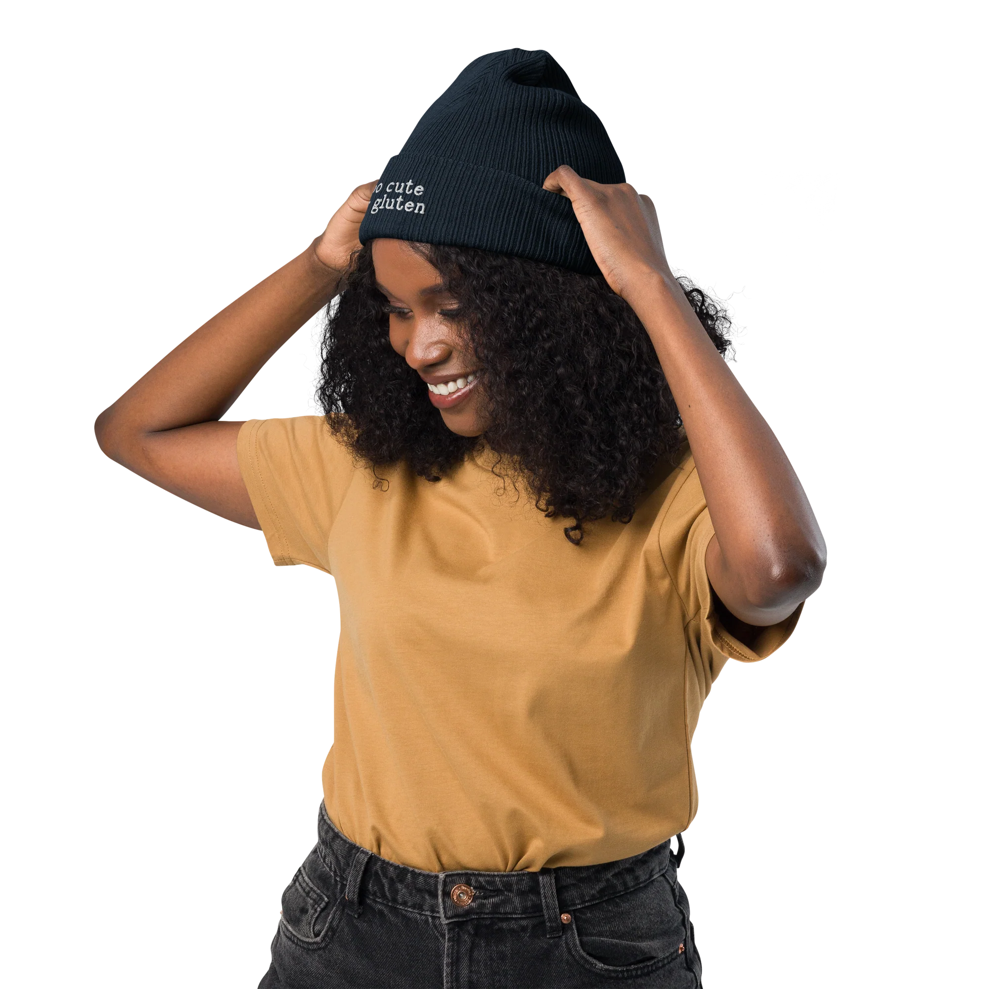 Too Cute for Gluten Embroidered Organic Ribbed Beanie - Image 8
