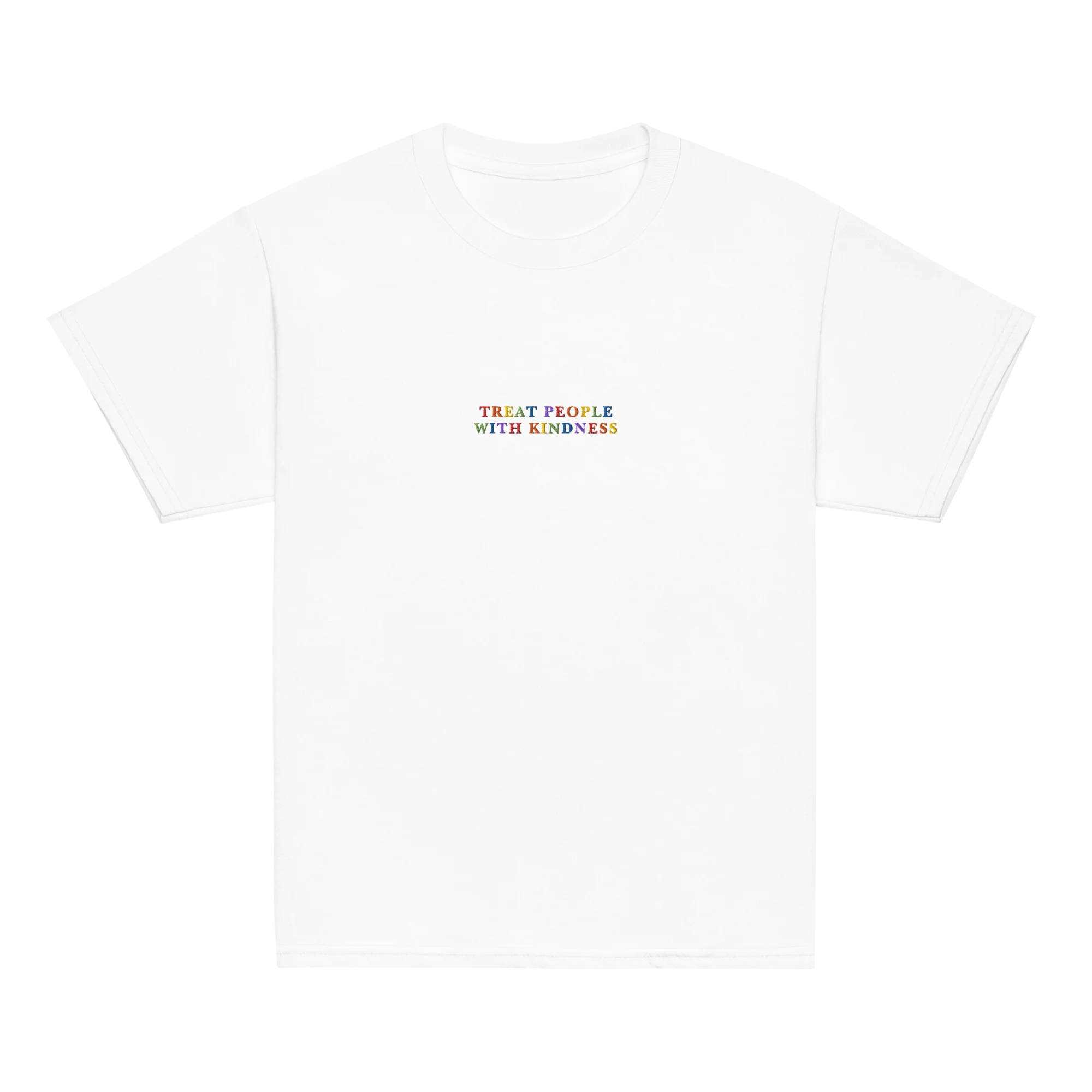 Treat People With Kindness Rainbow Embroidered Baby Tee - Image 3