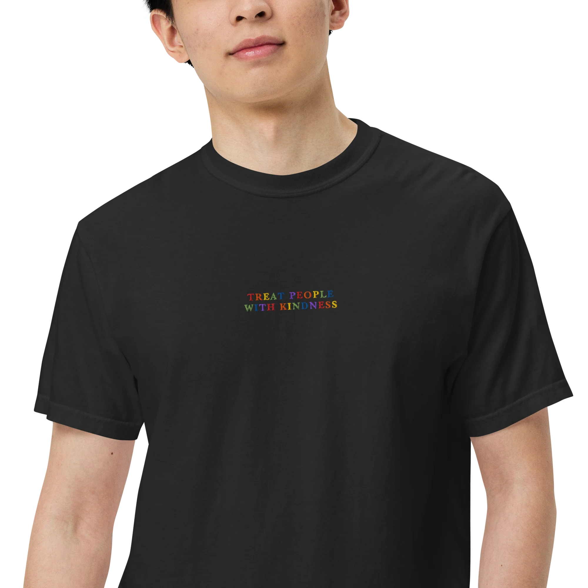 Treat People With Kindness Rainbow Premium Embroidered T-Shirt - Image 6
