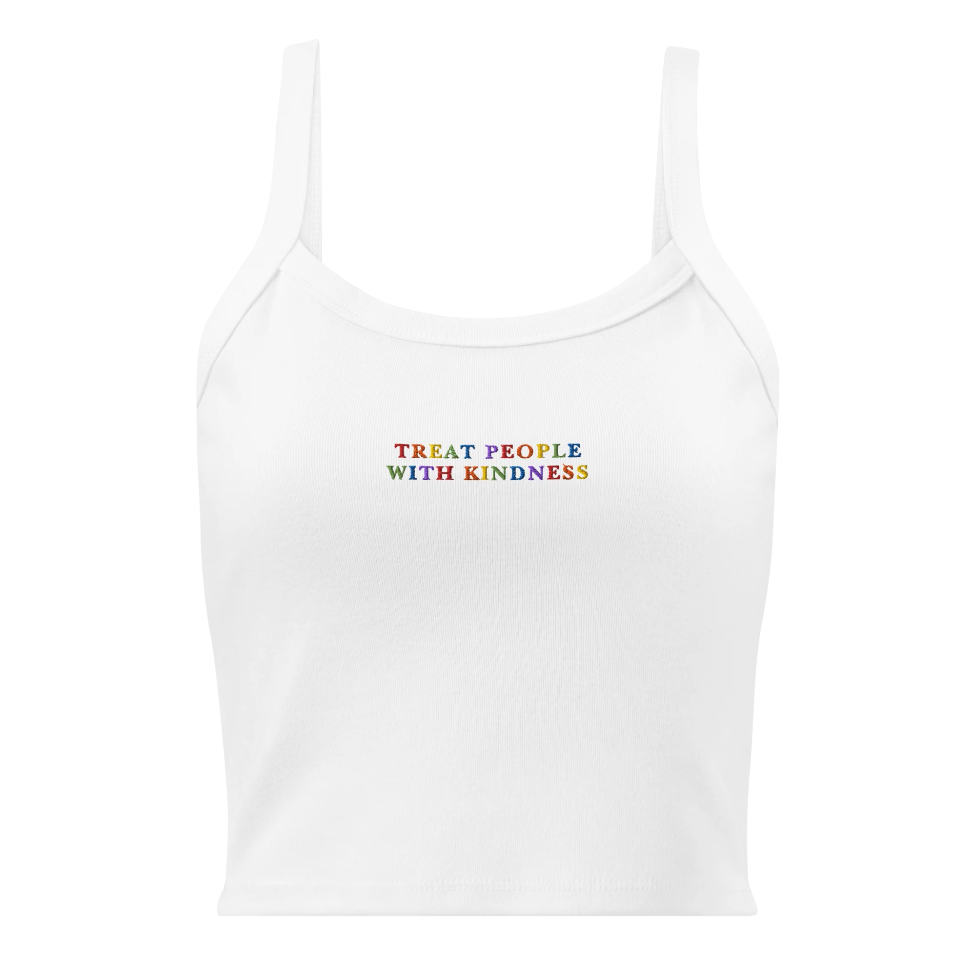 Treat People With Kindness Rainbow Rib Embroidered Tank Top - Image 7