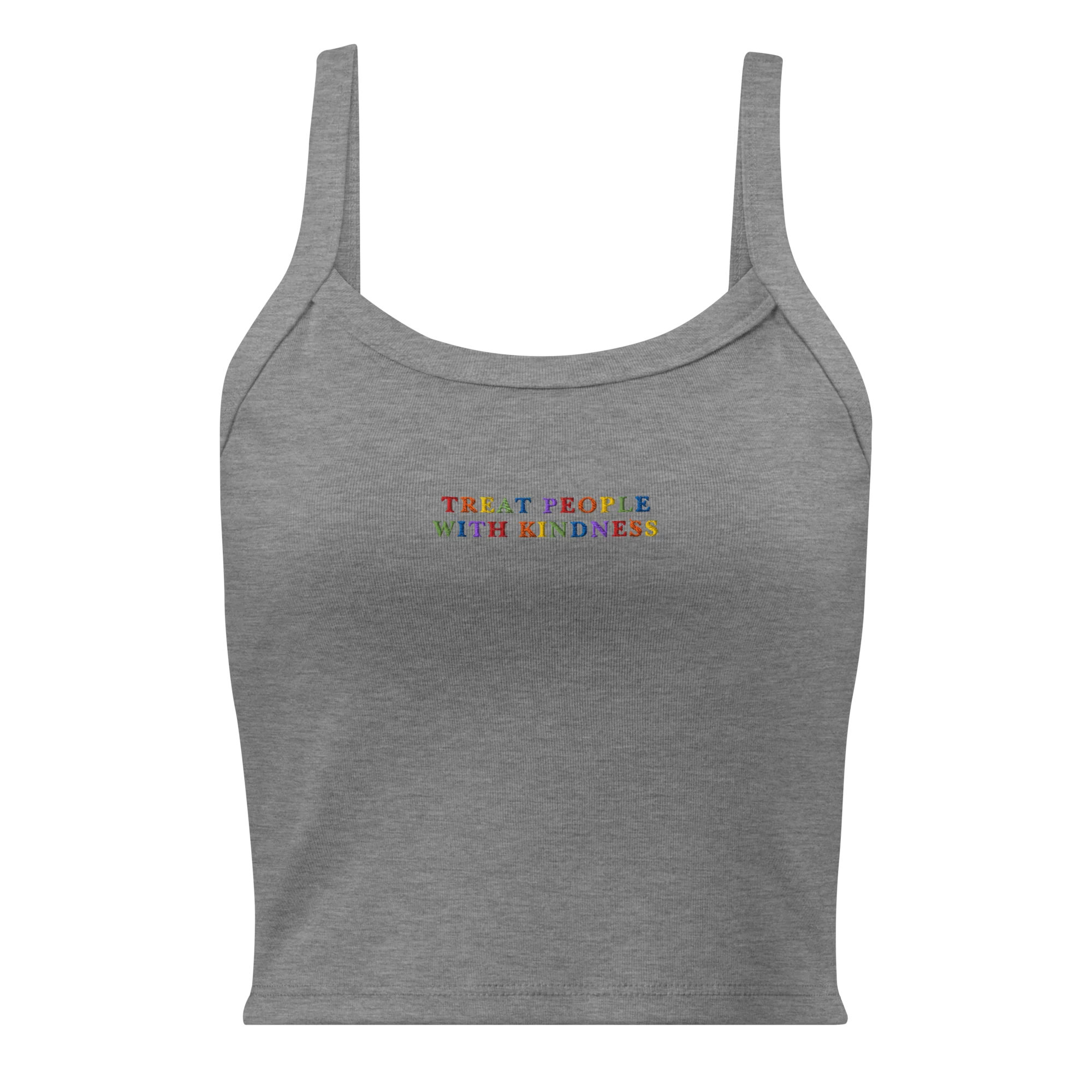 Treat People With Kindness Rainbow Rib Embroidered Tank Top - Image 8