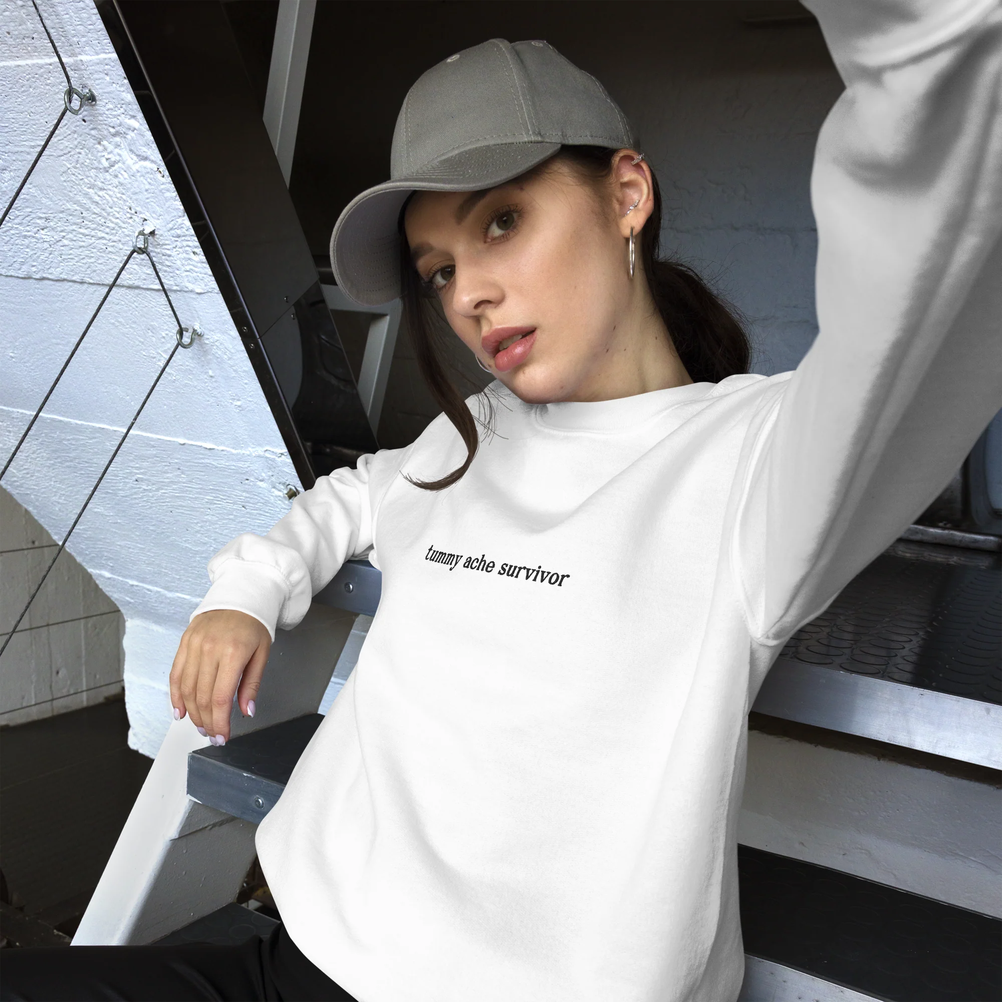 Tummy Ache Survivor Embroidered Sweatshirt - Image 2