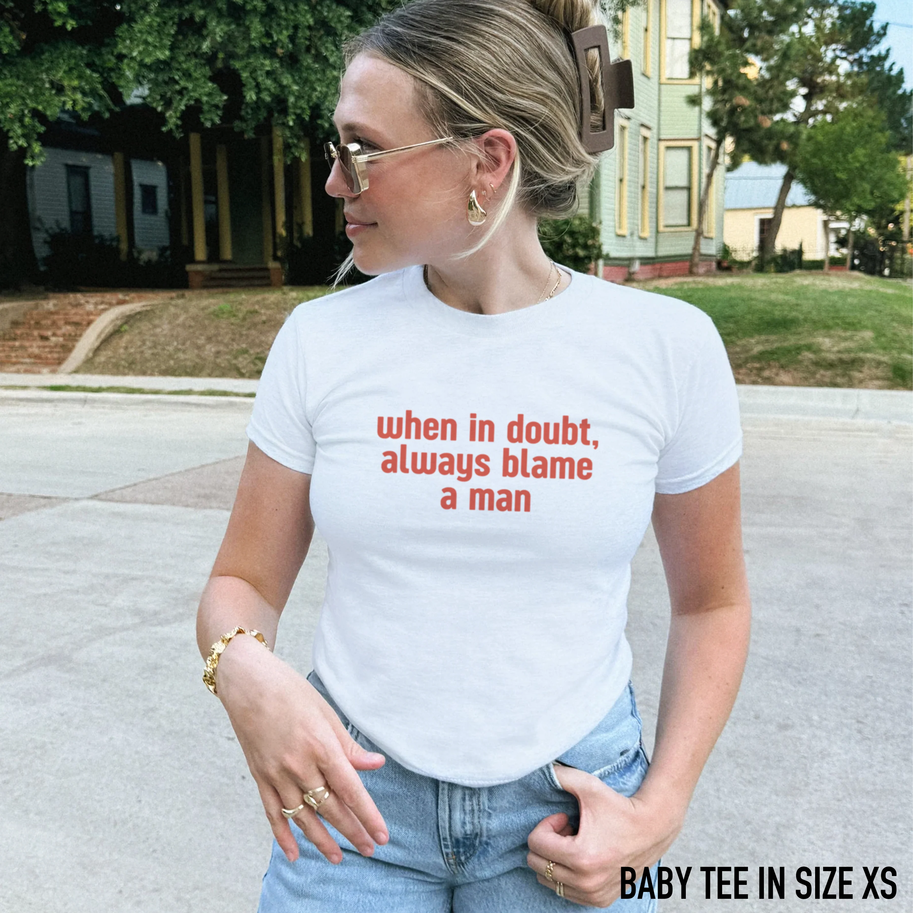 When in Doubt, Always Blame a Man Baby Tee - Image 2