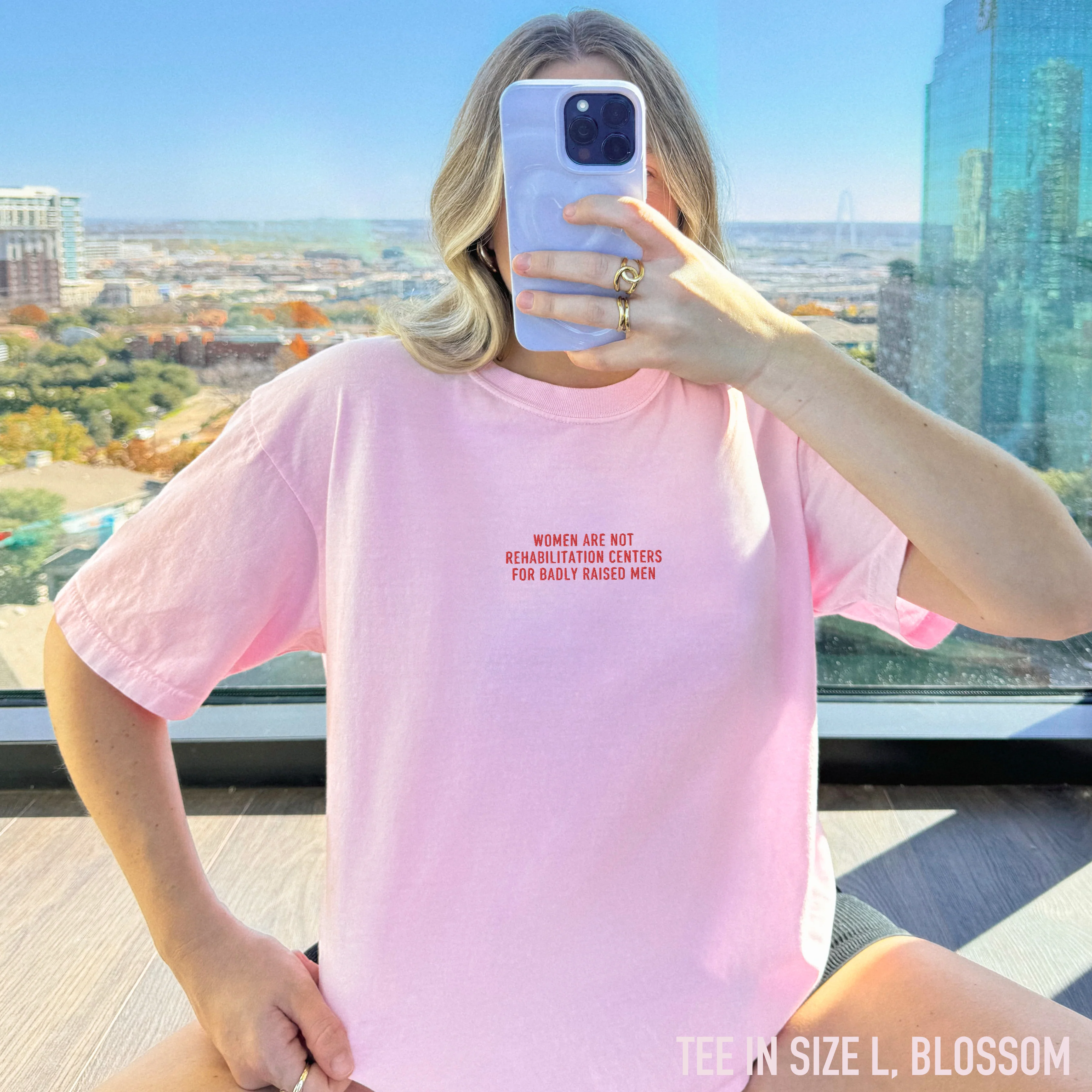 Women are not Rehabilitation Centers for Badly Raised Men Embroidered Classic T-Shirt - Image 2
